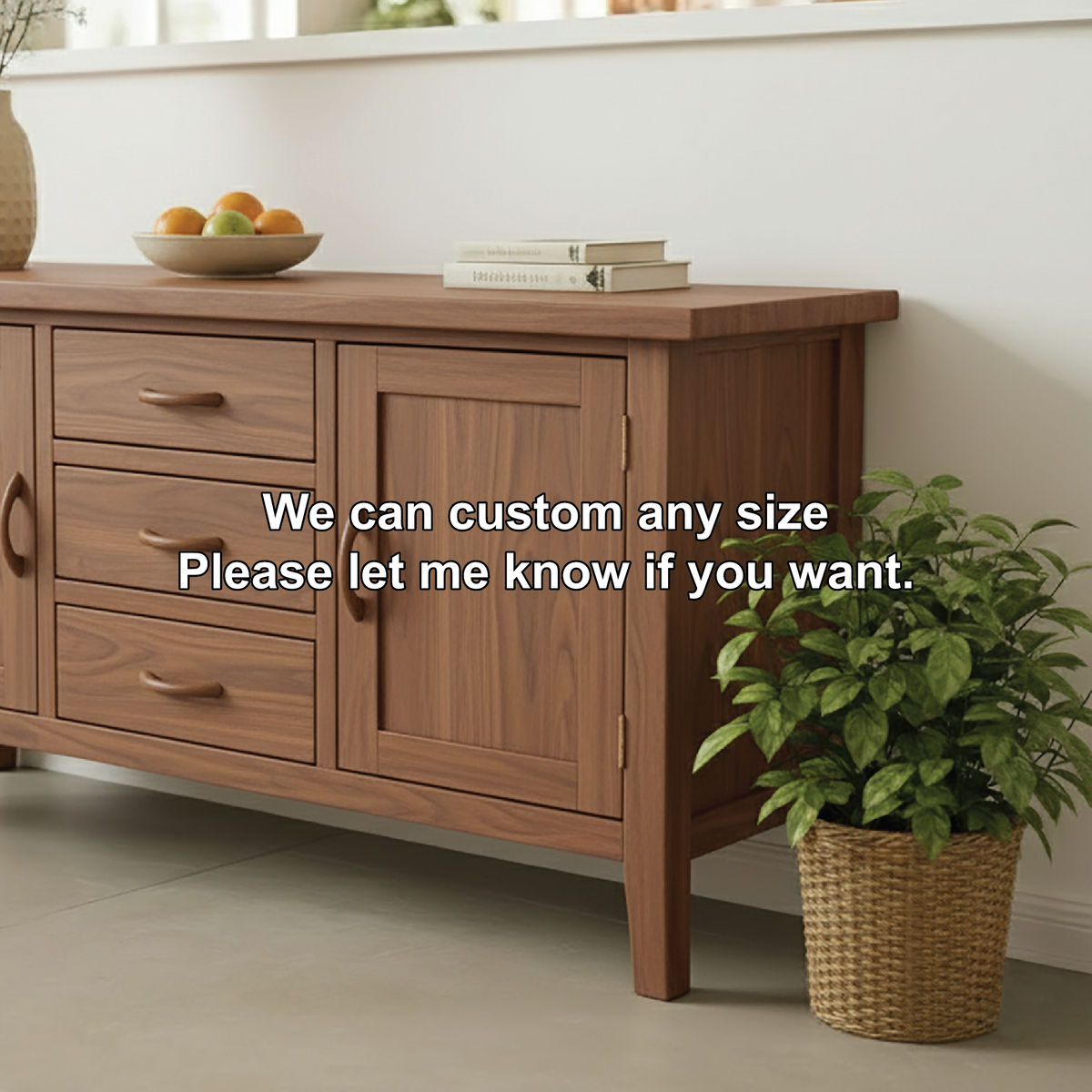 Handcrafted Solid Wood Dining Storage Cabinet with Center Drawers and Side Doors for Modern Homes Kitchnce
