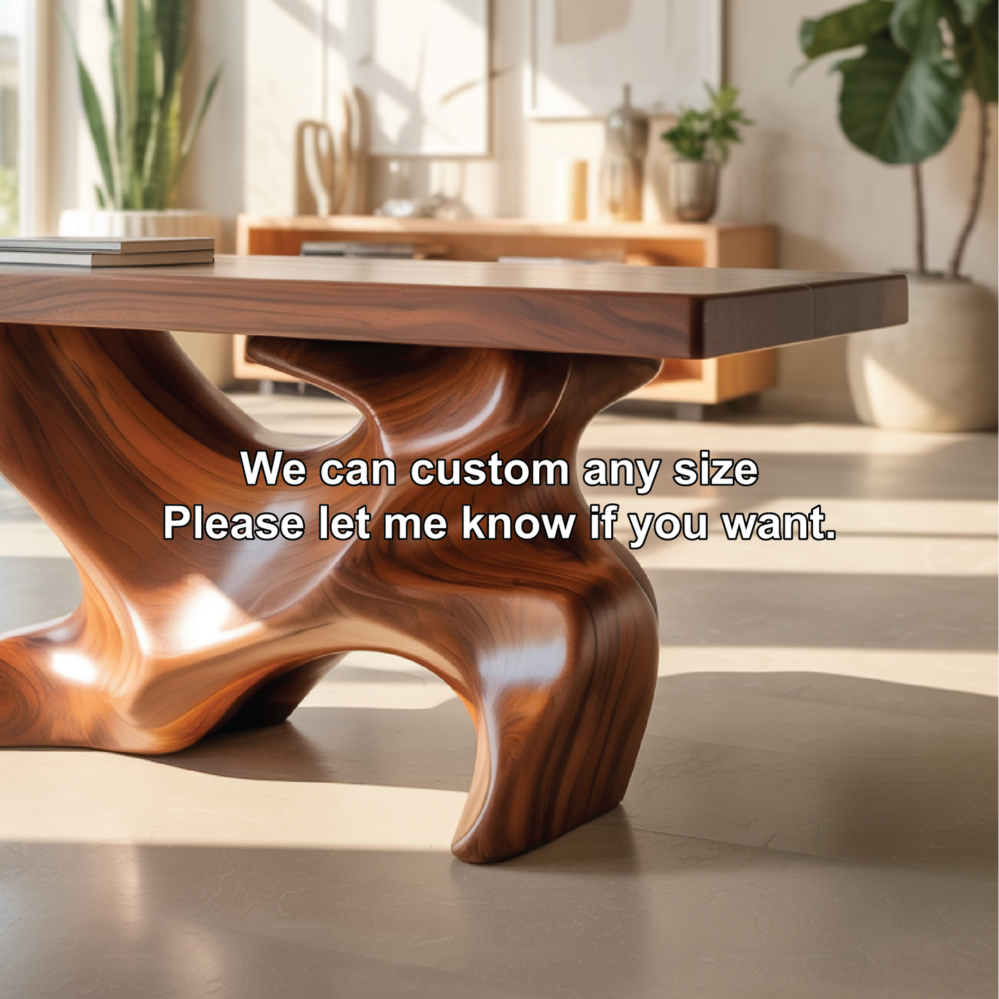 Solid Wood Console Table with Sculptural Organic Base – Handcrafted Statement Furniture Kitchnce
