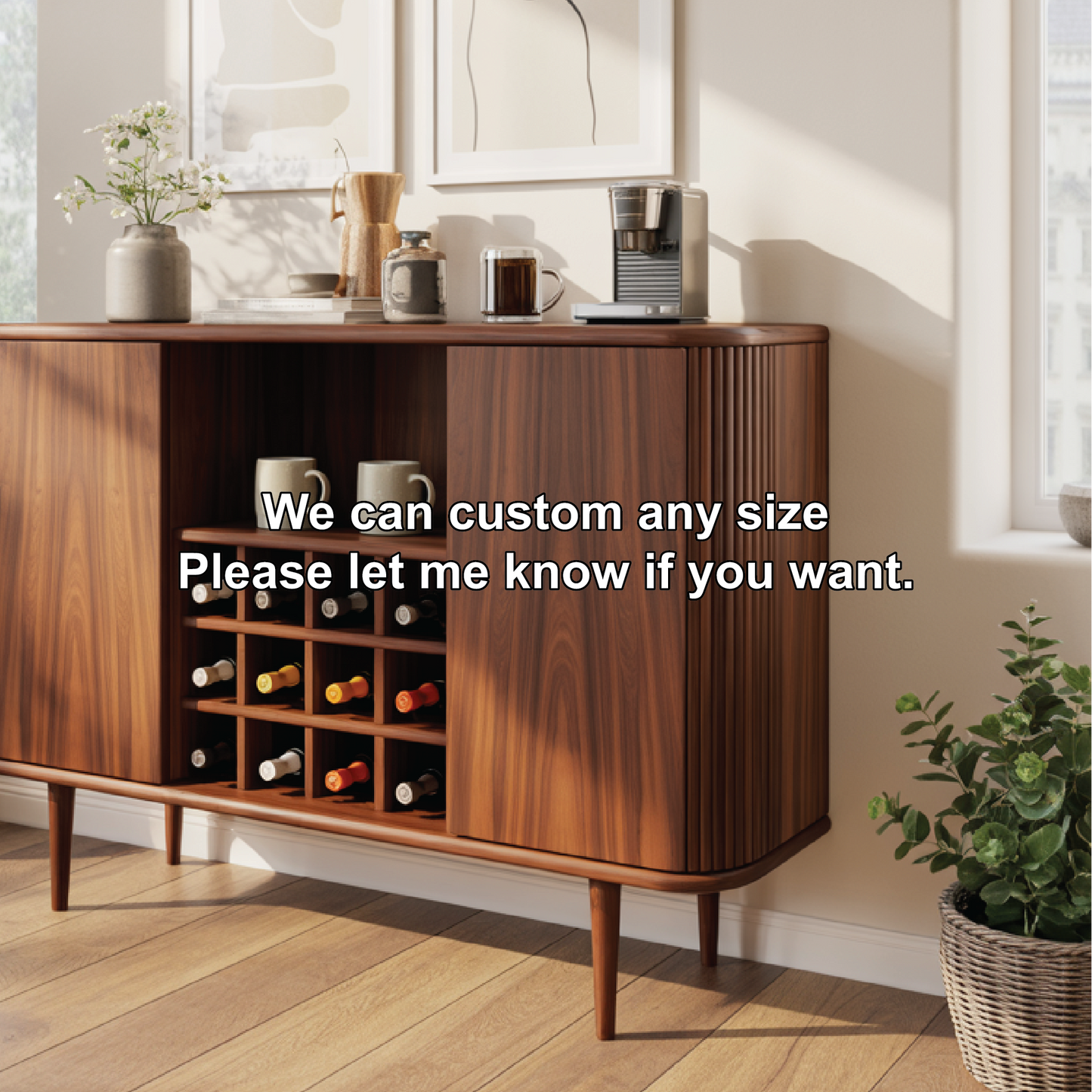 Solid Wood Wine Storage Cabinet with Built-In Bottle Rack and Sliding Doors for Modern Homes Kitchnce