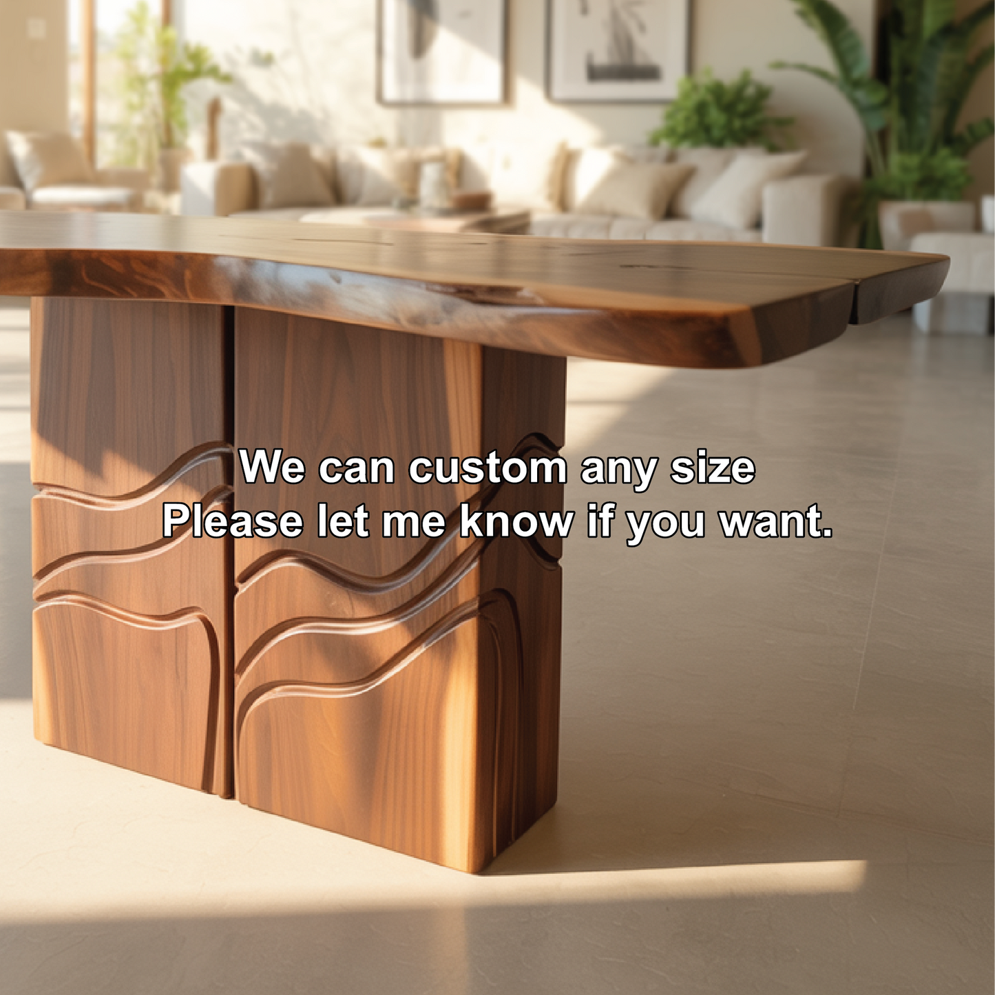 Solid Wood Console Table with Sculpted Base – Handcrafted Live Edge Entryway Furniture Kitchnce