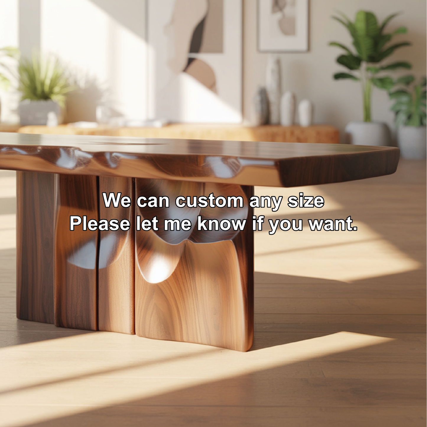 Handcrafted Solid Wood Console Table with Sculpted Base and Organic Live-Edge Design Kitchnce