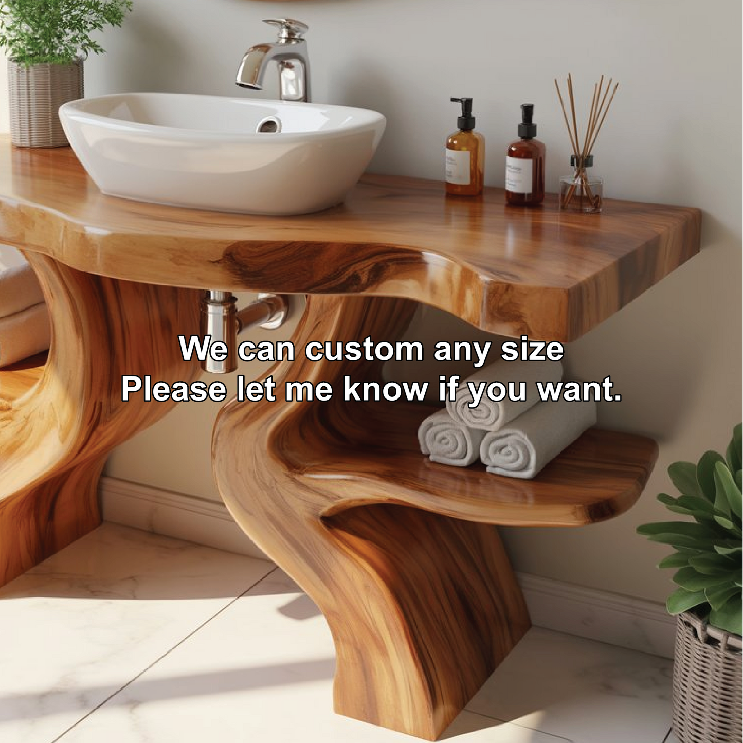 Handcrafted Solid Wood Bathroom Vanity with Live Edge Design for Natural Luxury Spaces Kitchnce