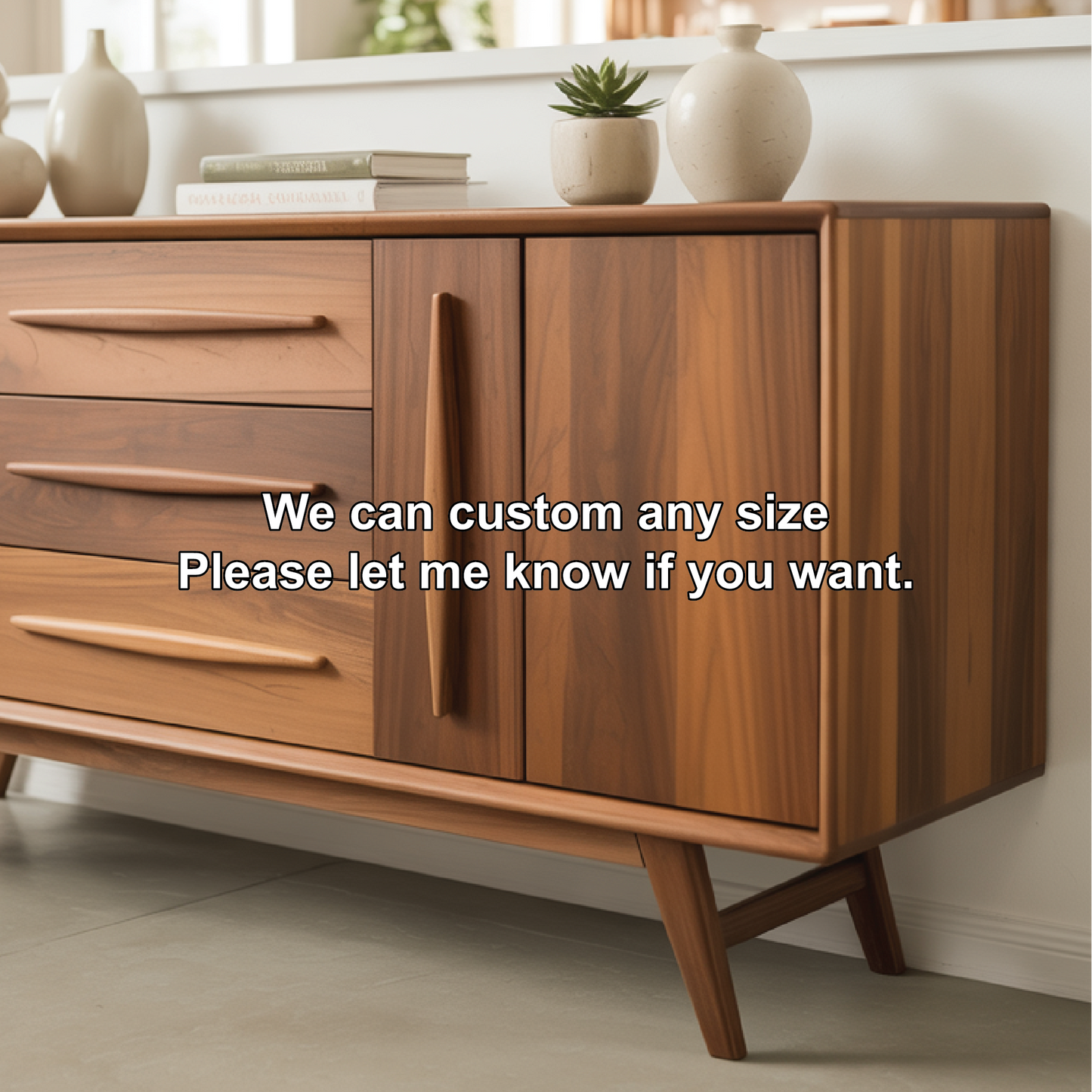 Handcrafted Solid Wood Dining Storage Cabinet with Mid-Century Design and Smooth Drawer Fronts Kitchnce