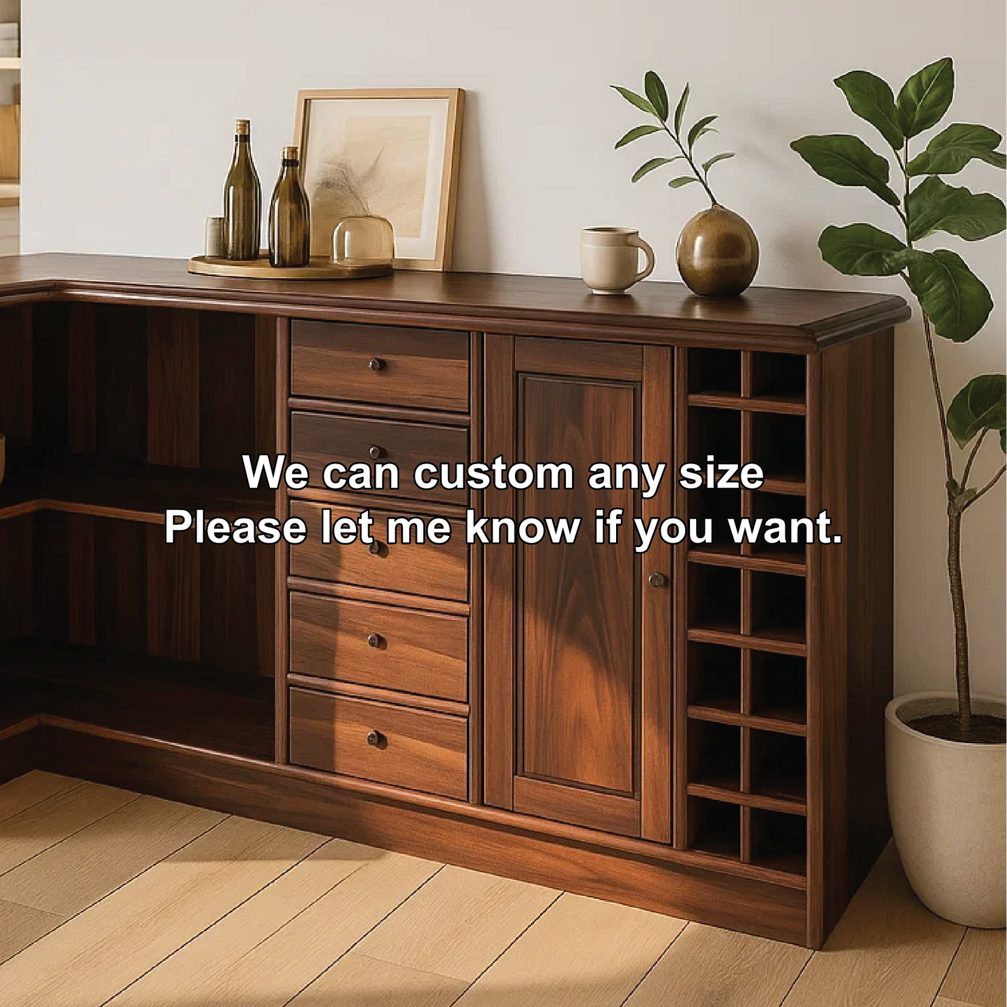Solid Wood Wine Storage Cabinet with Shelves and Drawers – Premium Corner Bar Furniture Kitchnce