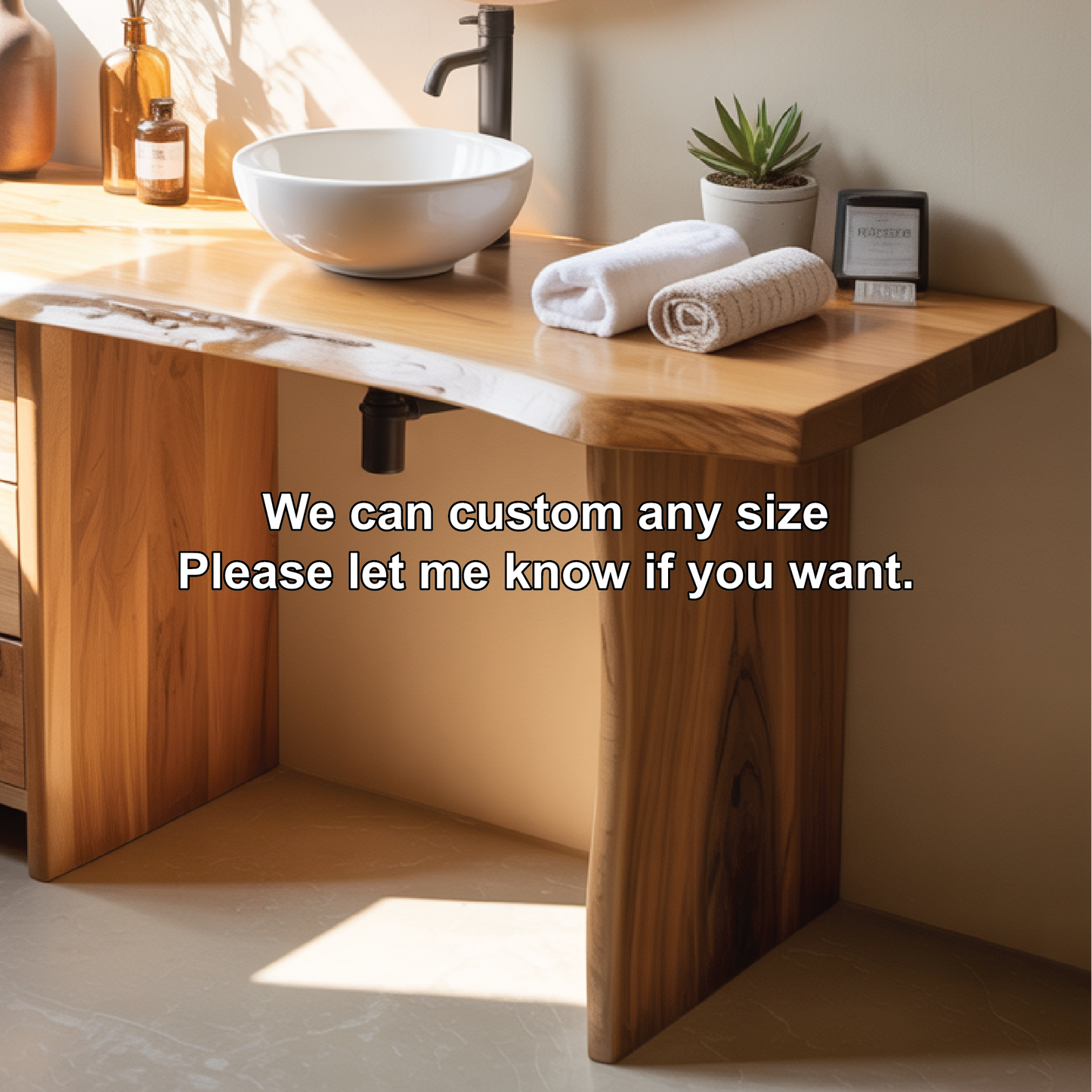 Handcrafted Solid Wood Bathroom Vanity with Live Edge Design for Modern Natural Interiors Kitchnce