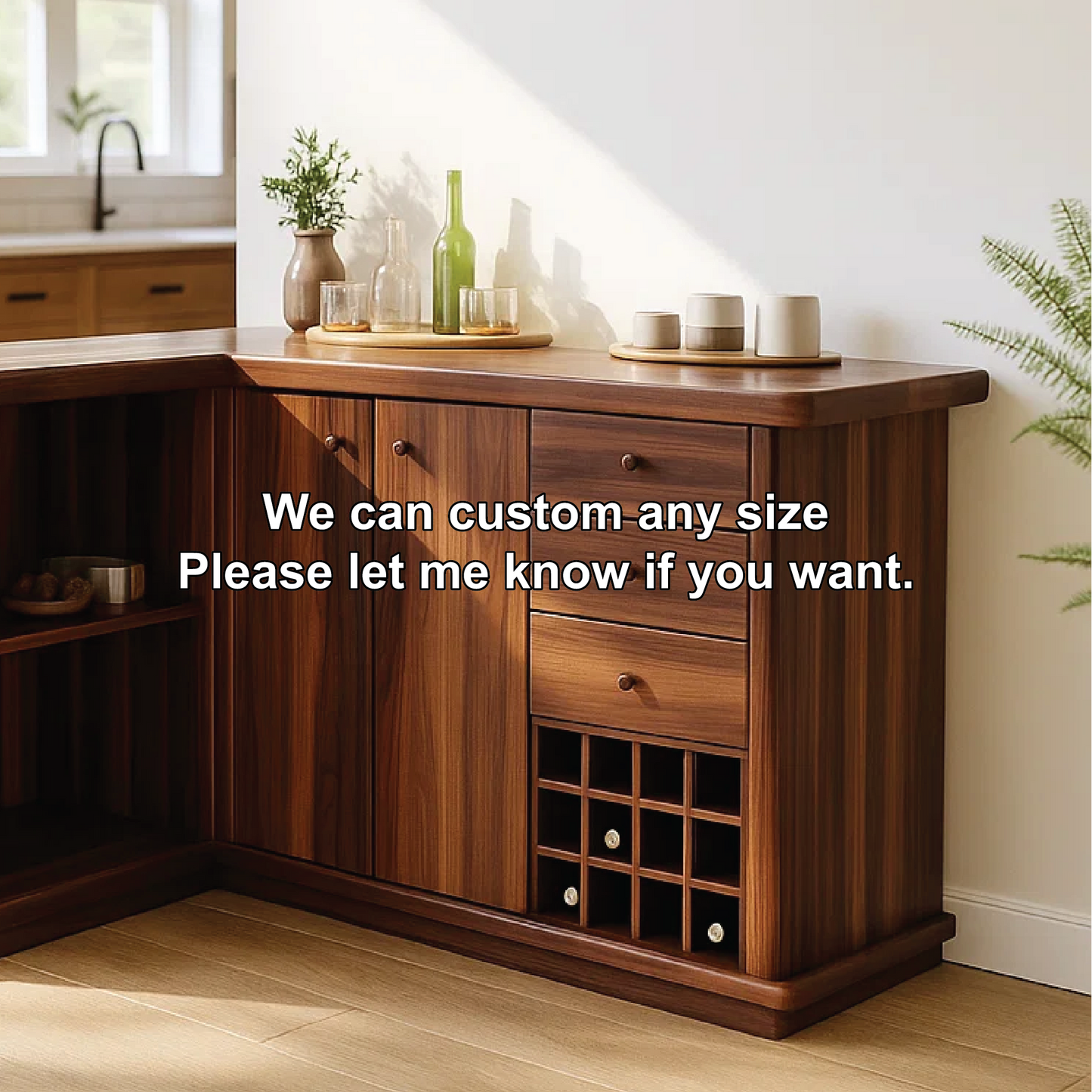Solid Wood Wine Storage Cabinet with Drawers and Rack – Premium L-Shaped Bar Furniture Kitchnce