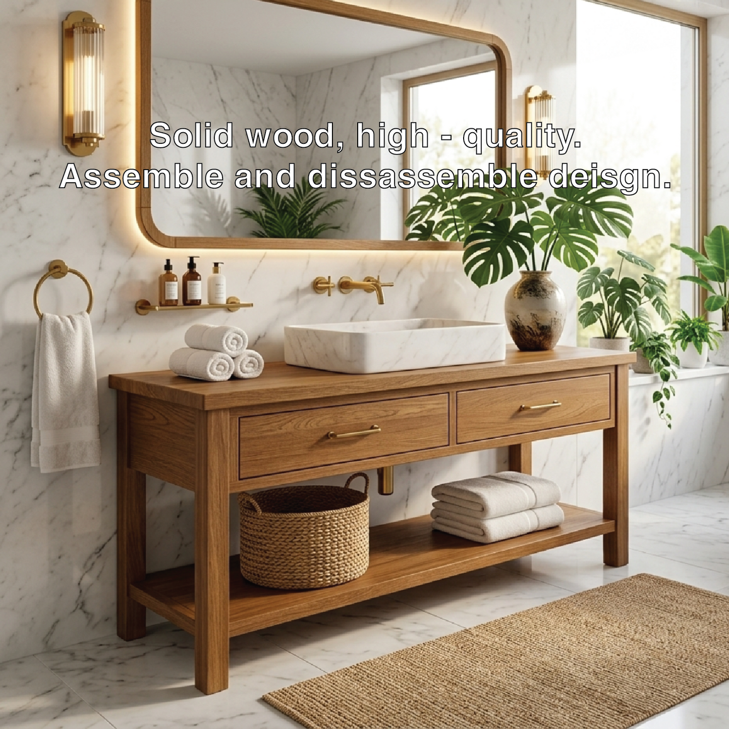 Luxury Wooden Bathroom Vanity - Modern Design with Sink Kitchnce