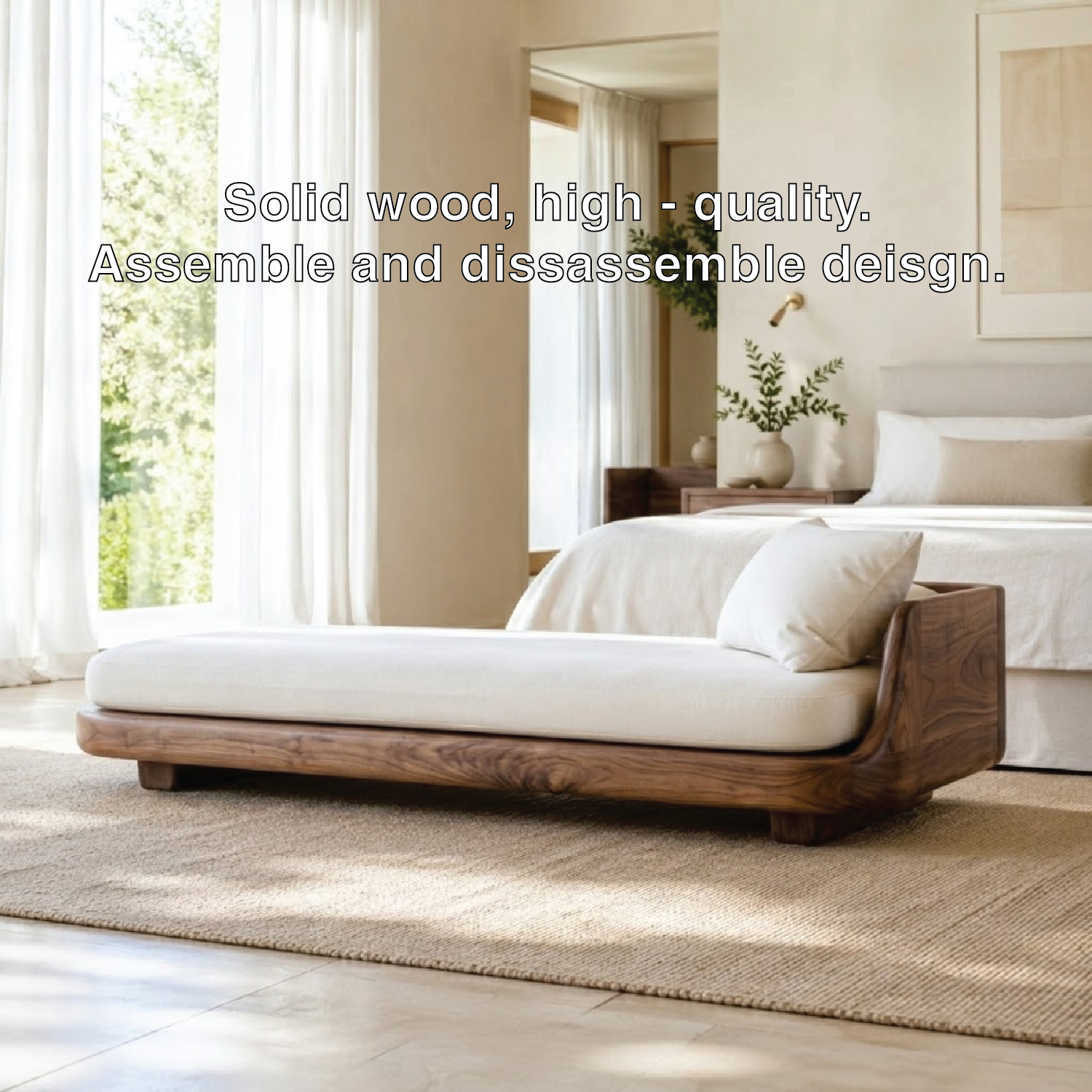 Modern Low Profile Daybed Sofa with Cushion for Bedroom Lounge Decor