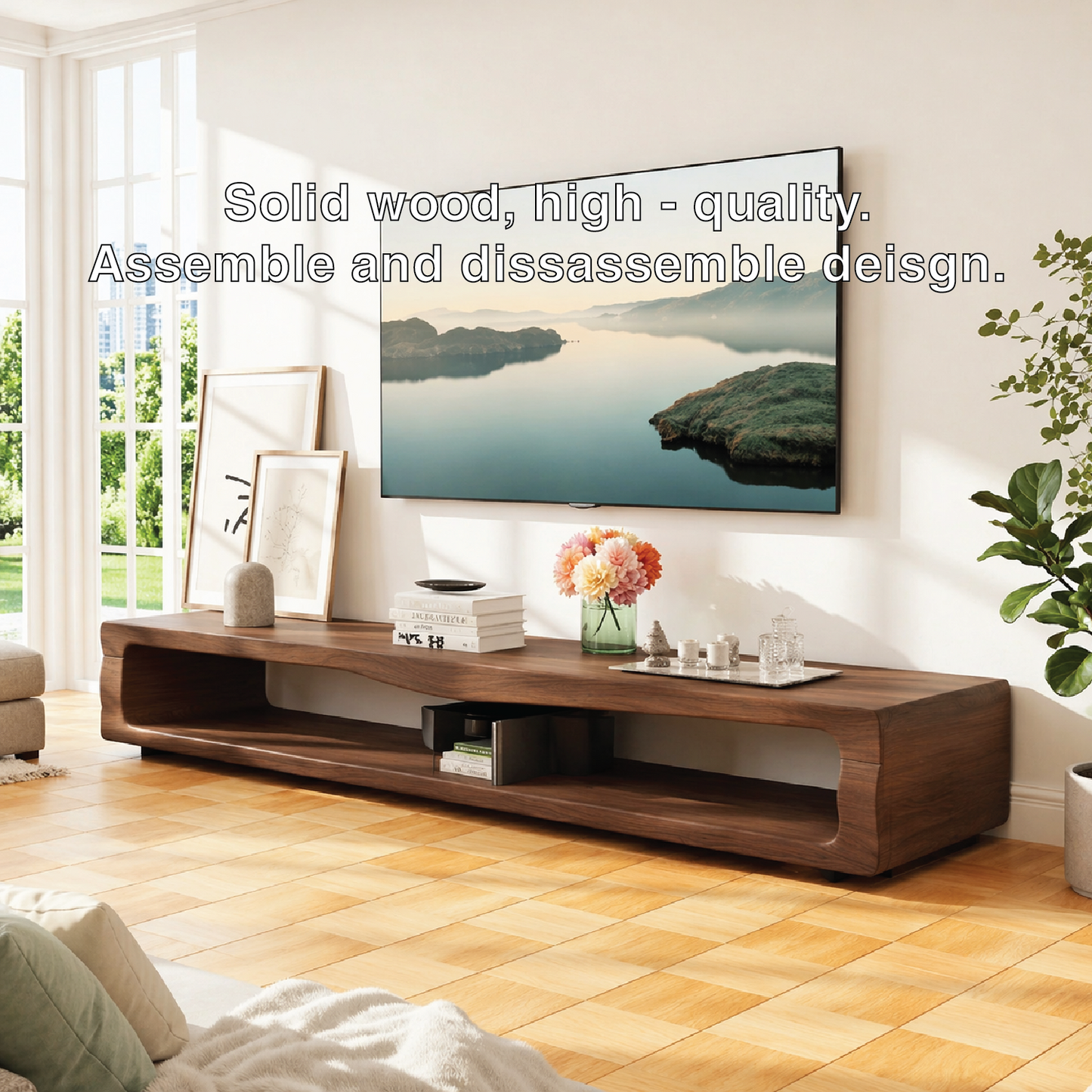 Modern Organic TV Console, Sculptural Media Stand for Refined Living Room Decor
