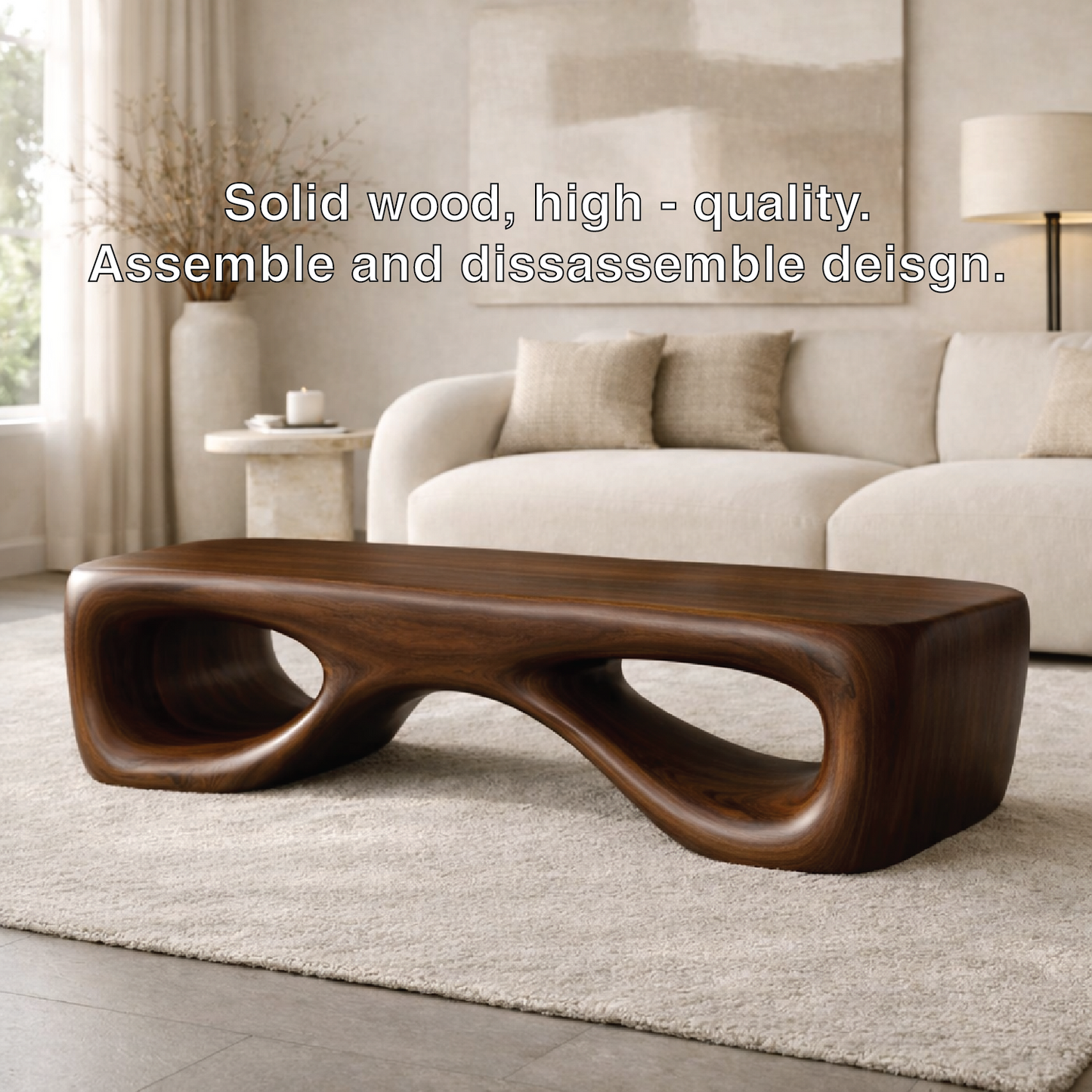 Modern Sculptural Wooden Entryway Bench, Curved Hallway Seating for Luxury Homes