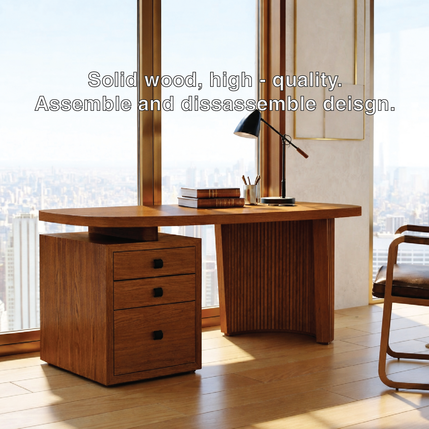 Modern Home Office Desk with Drawers, Executive Writing Table, Minimalist Workstation