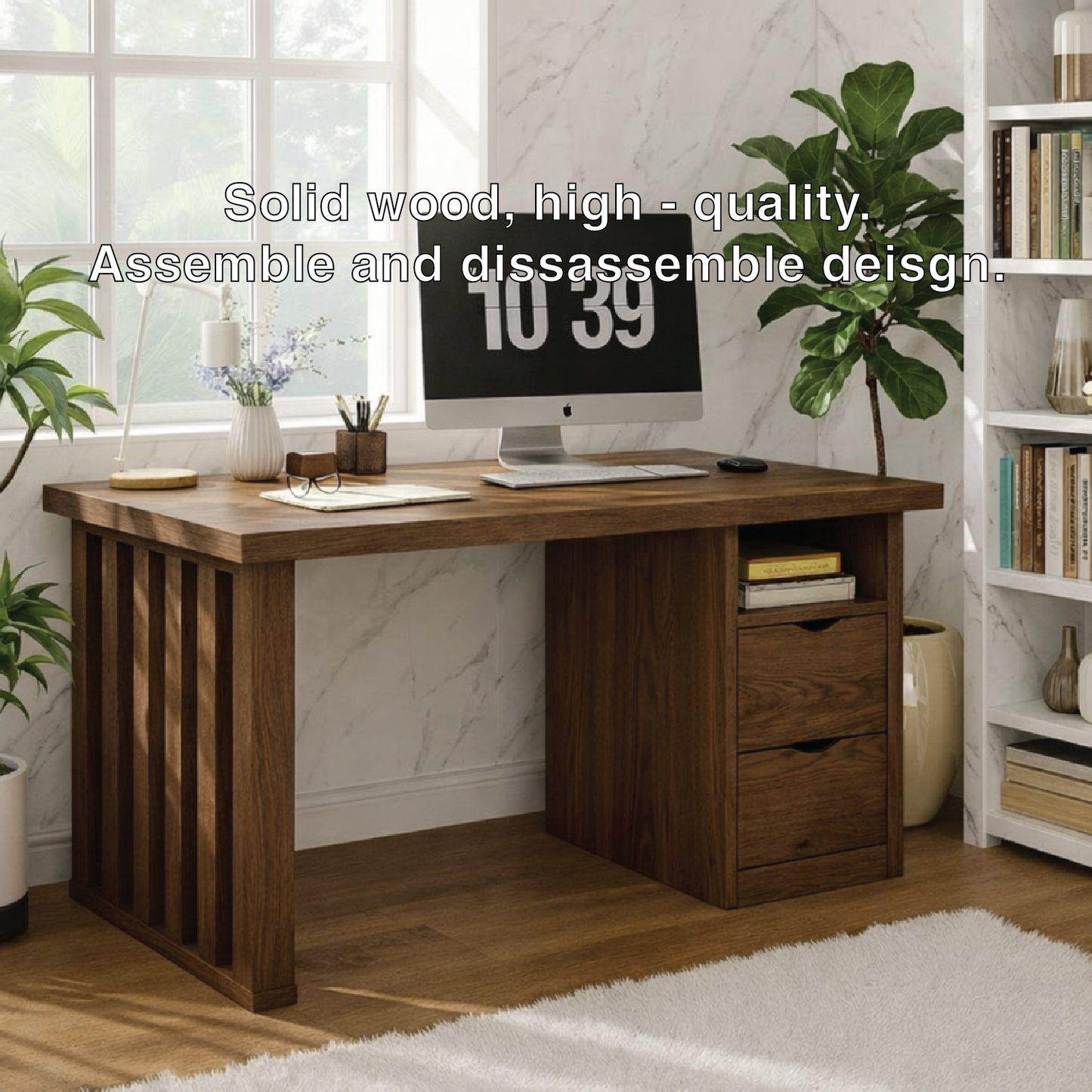 Modern Home Office Desk with Drawers Storage Writing Table Computer Workstation