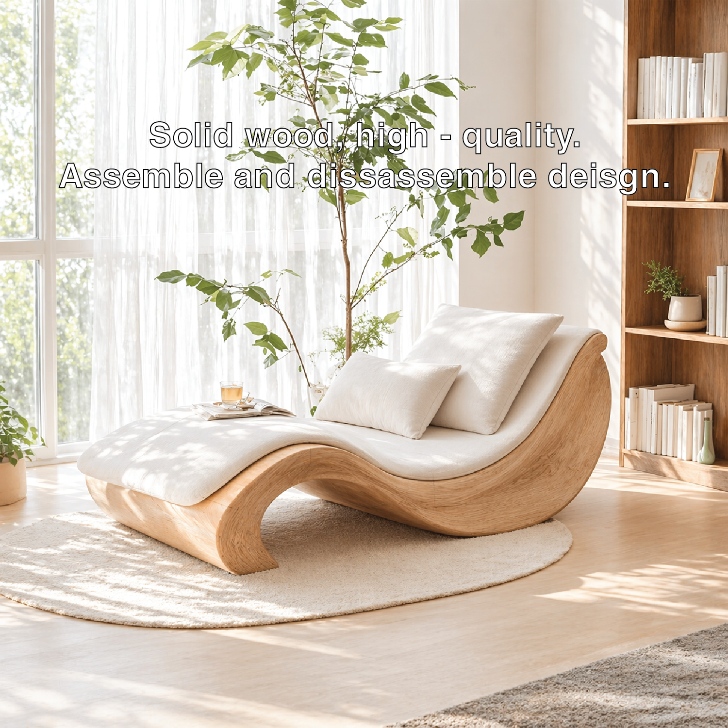 Modern Sculptural Chaise Lounge Curved Daybed with Cushion for Luxury Bedroom