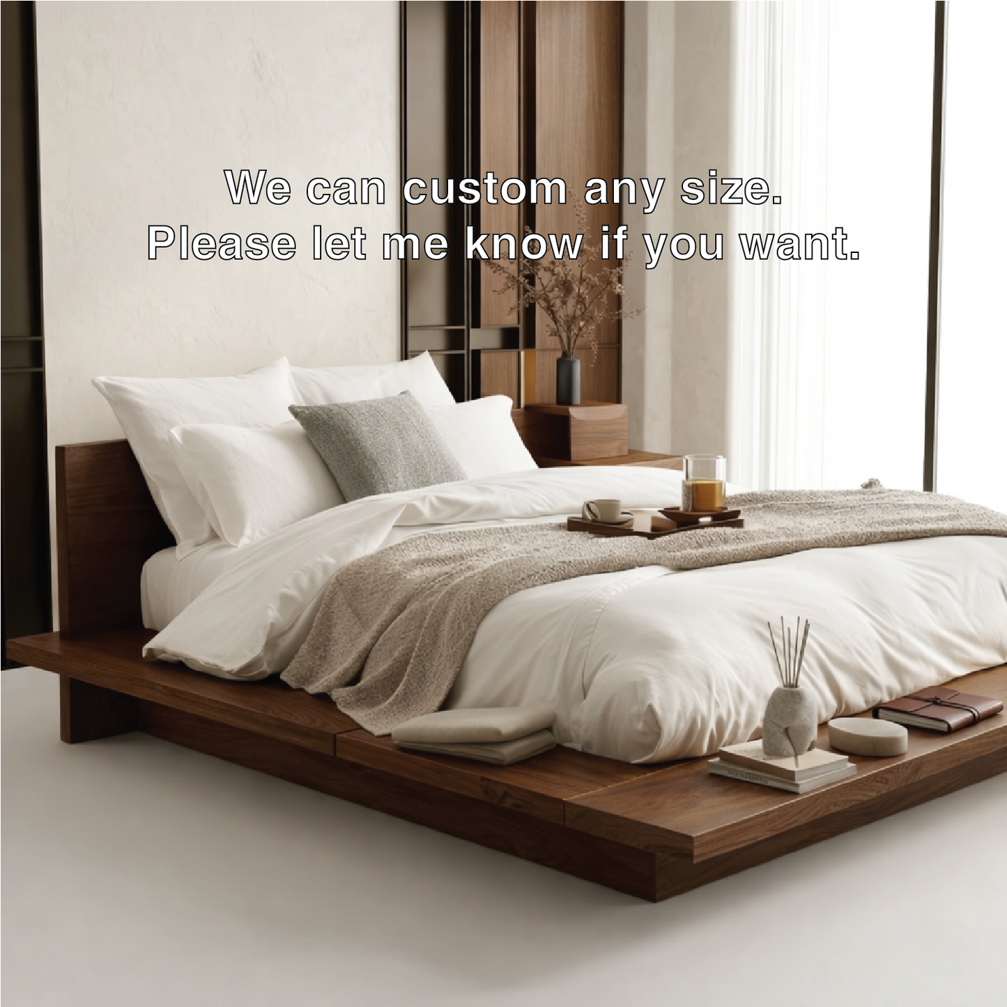 Modern Low Profile Platform Bed Frame, Minimalist Bedroom Furniture Design