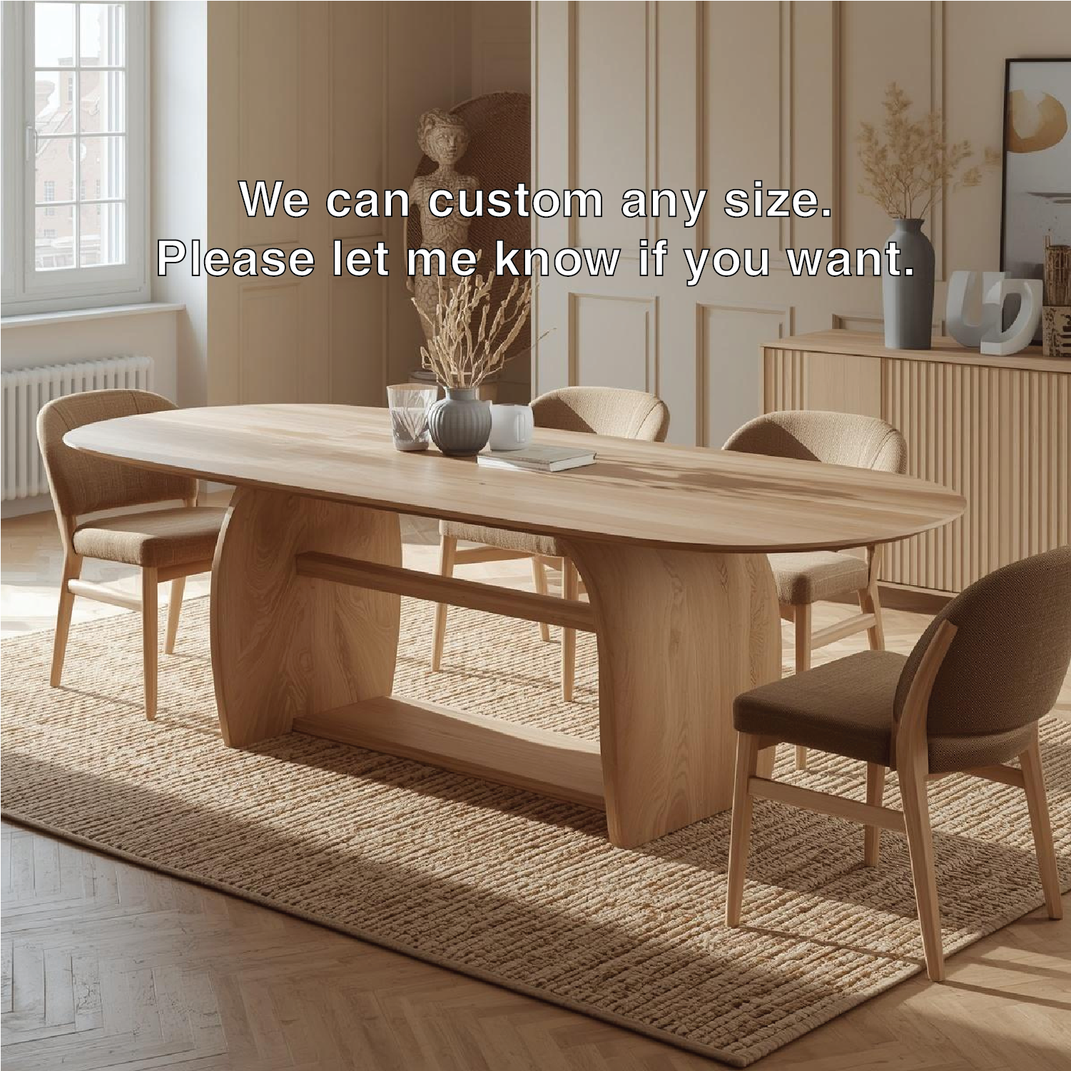 Modern Oval Dining Table Sculptural Base Minimalist Dining Room Table for Home