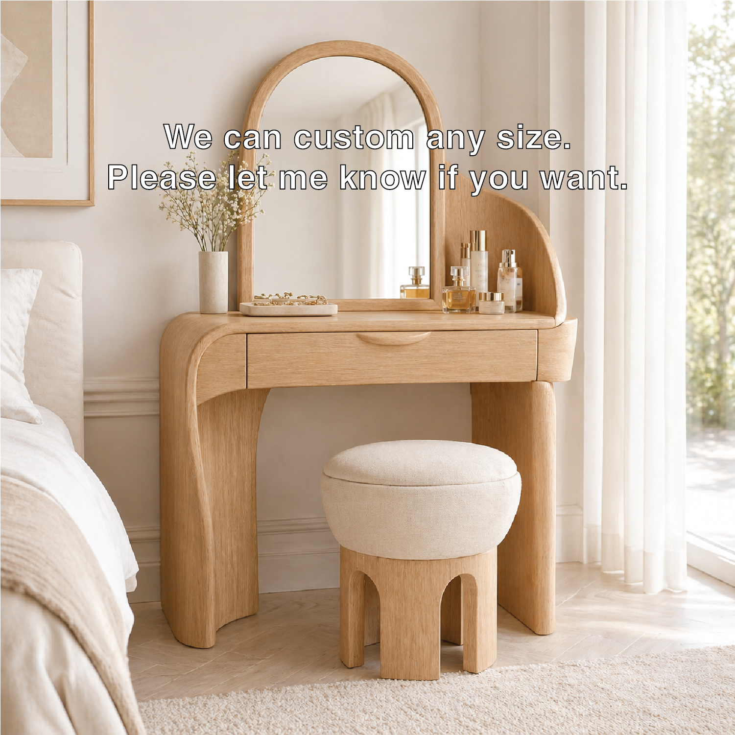 Minimalist Makeup Vanity Desk With Mirror Small Dressing Table Bedroom Space