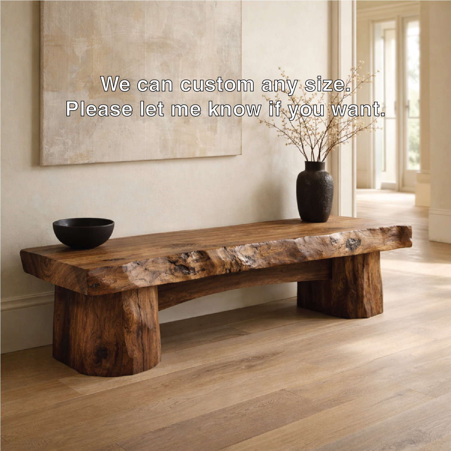 Rustic Entryway Bench Live Edge Hallway Seat Farmhouse Console Style Furniture