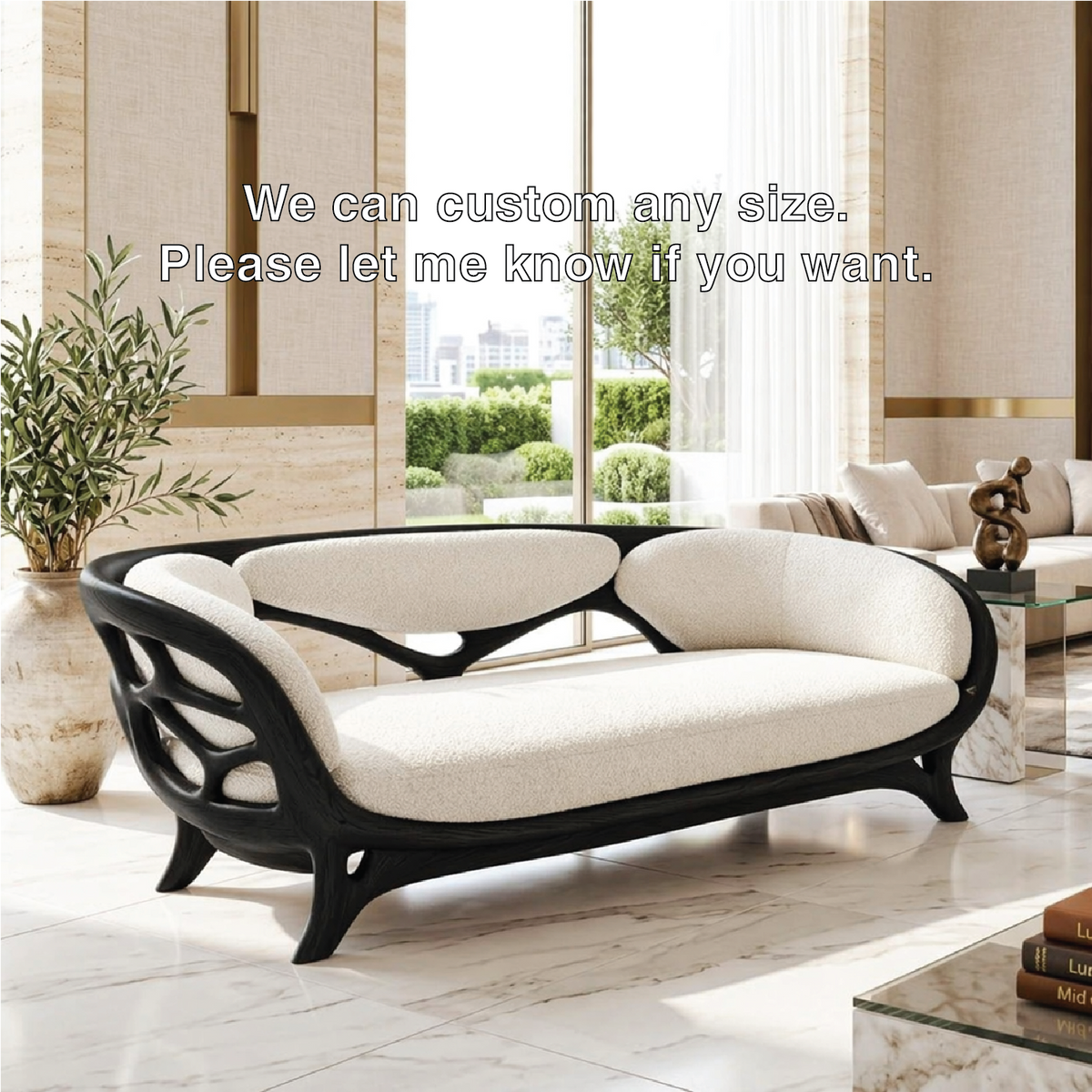 Sculptural Curved Loveseat, Luxury Upholstered Accent Sofa for Modern Interiors