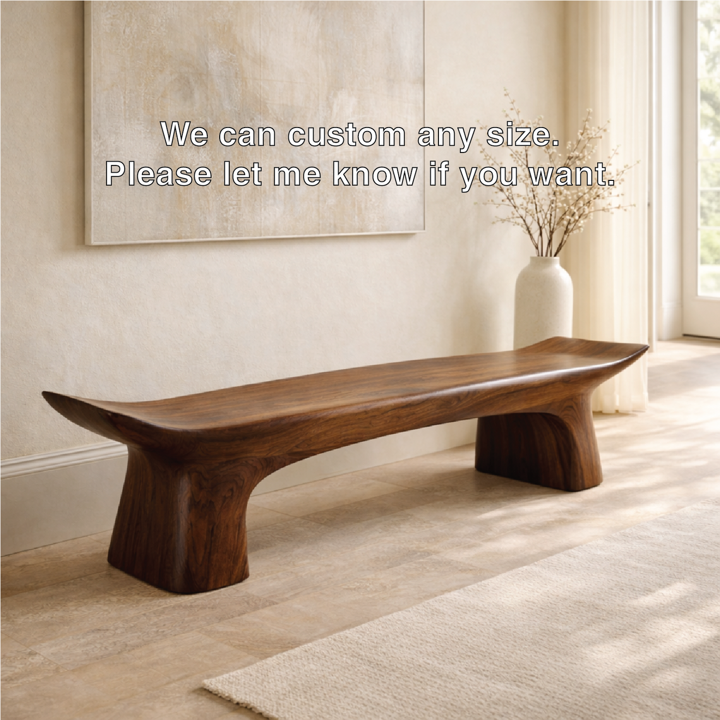 Modern Curved Entryway Bench Sculptural Hallway Seat Organic Minimalist Furniture