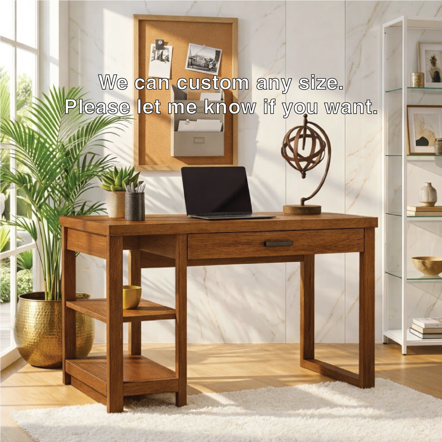 Modern Writing Desk with Shelf and Drawer Home Office Work Table Minimal Design
