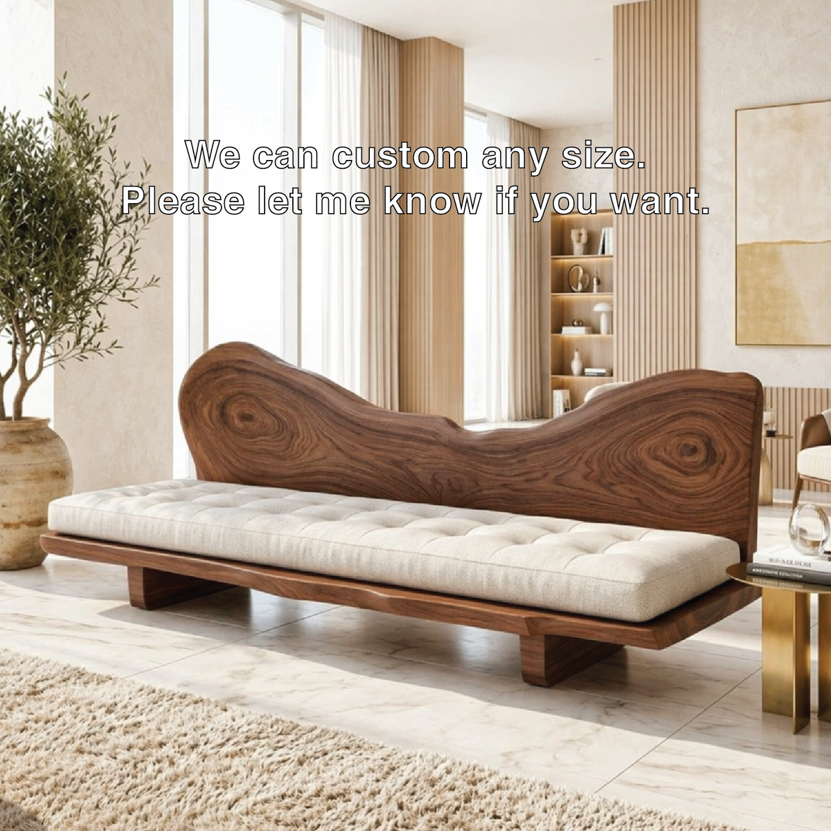 Sculptural Tufted Bench Sofa, Statement Seating for Modern Luxury Interiors Home