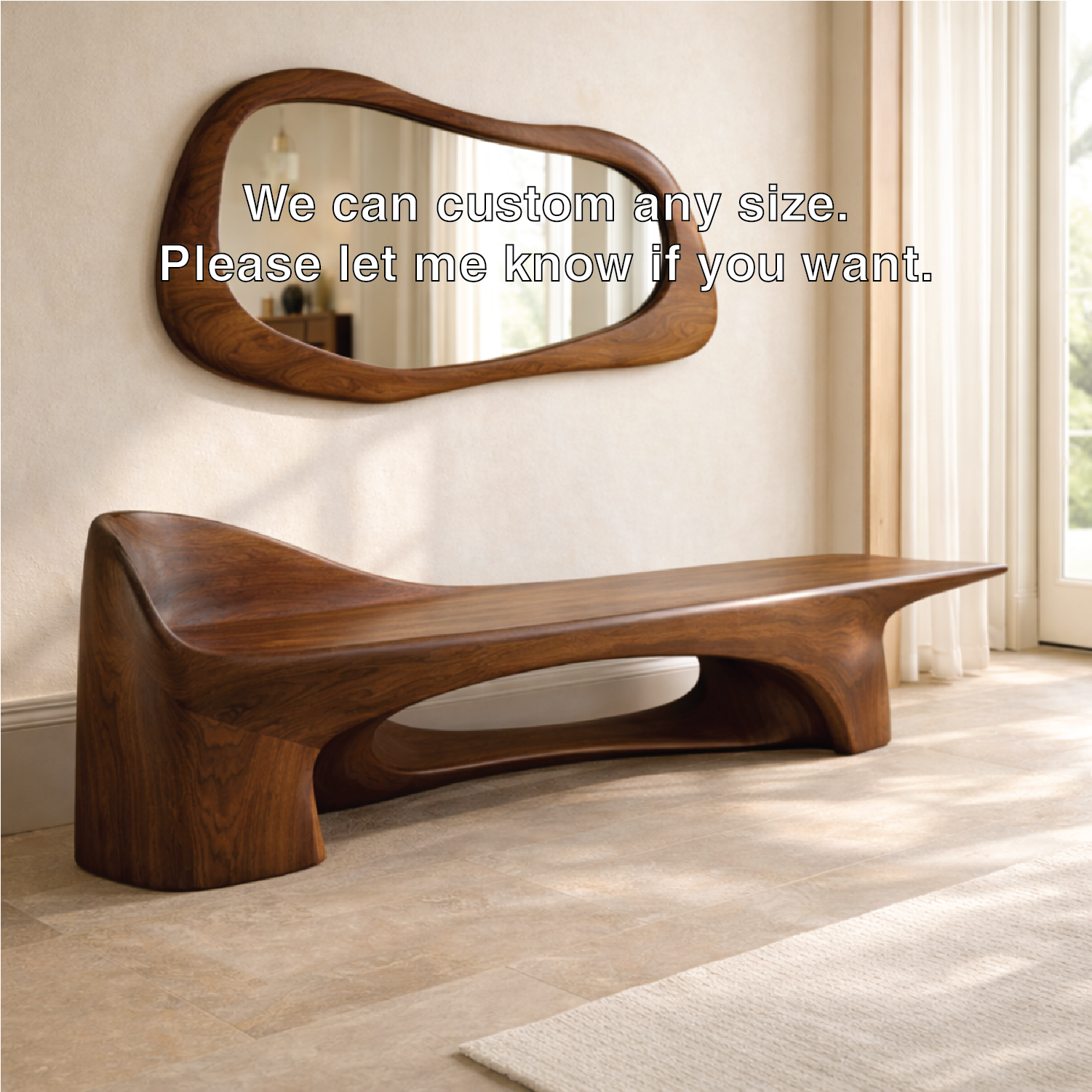 Sculptural Entryway Bench Modern Curved Hallway Seat Organic Statement Furniture