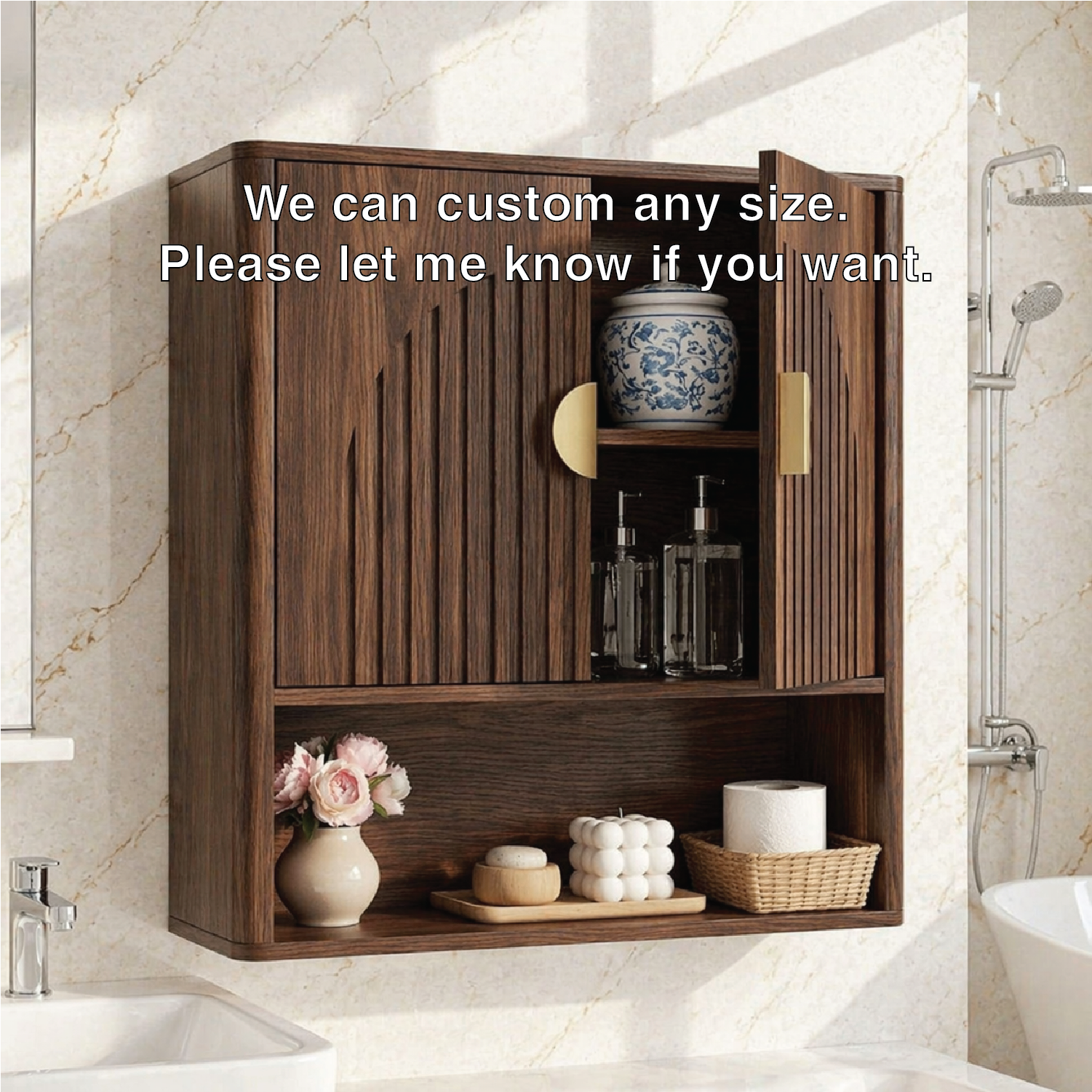 Floating Bathroom Cabinet, Modern Wall Mounted Vanity Storage Open Shelf Organizer