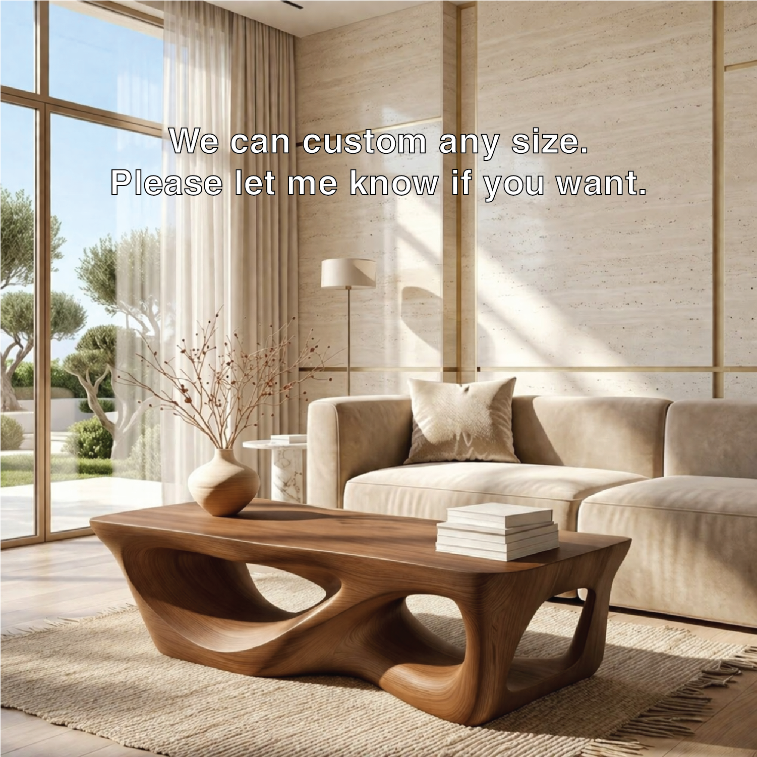 Organic Sculptural Coffee Table with Openwork Base, Modern Living Room Centerpiece