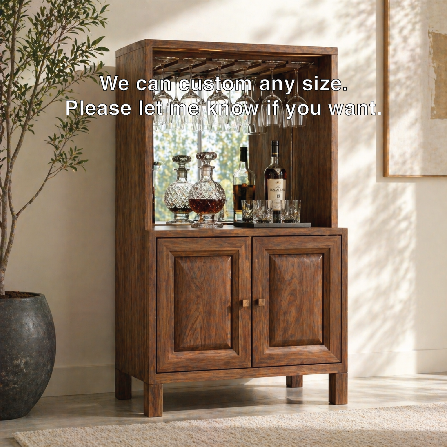Modern Bar Cabinet Liquor Storage Glass Rack Home Entertaining Display Cabinet
