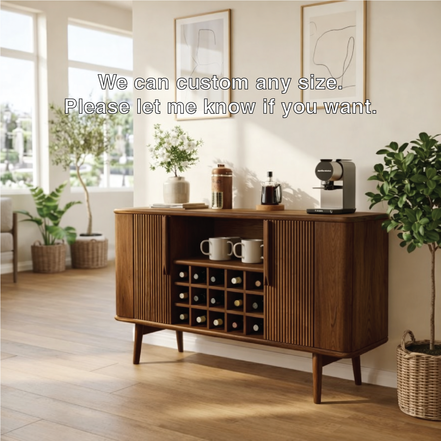 Modern Wine Cabinet Buffet with Bottle Storage and Sliding Door Bar Cabinet