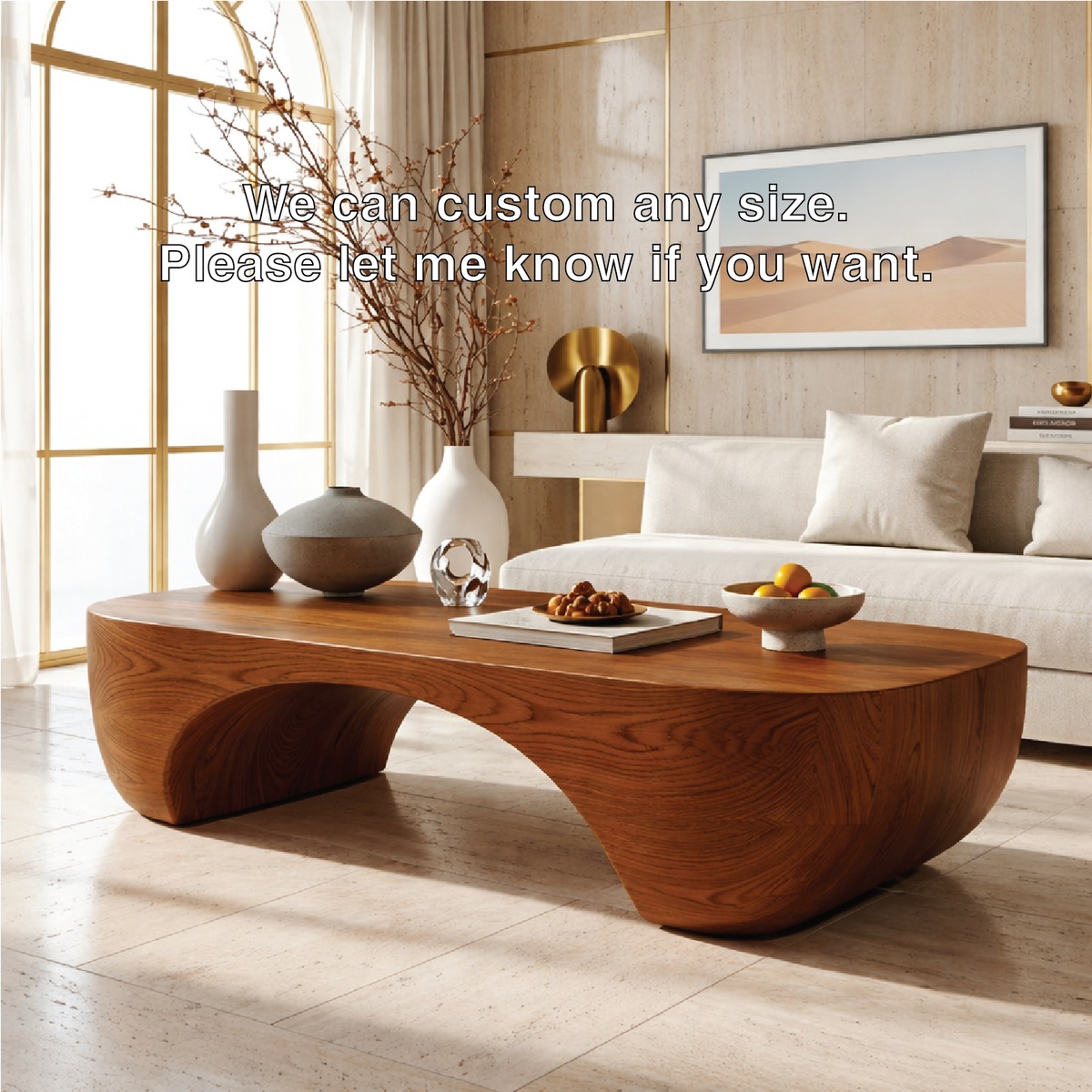 Elegant Wooden Coffee Table with Sculpted Curved Design