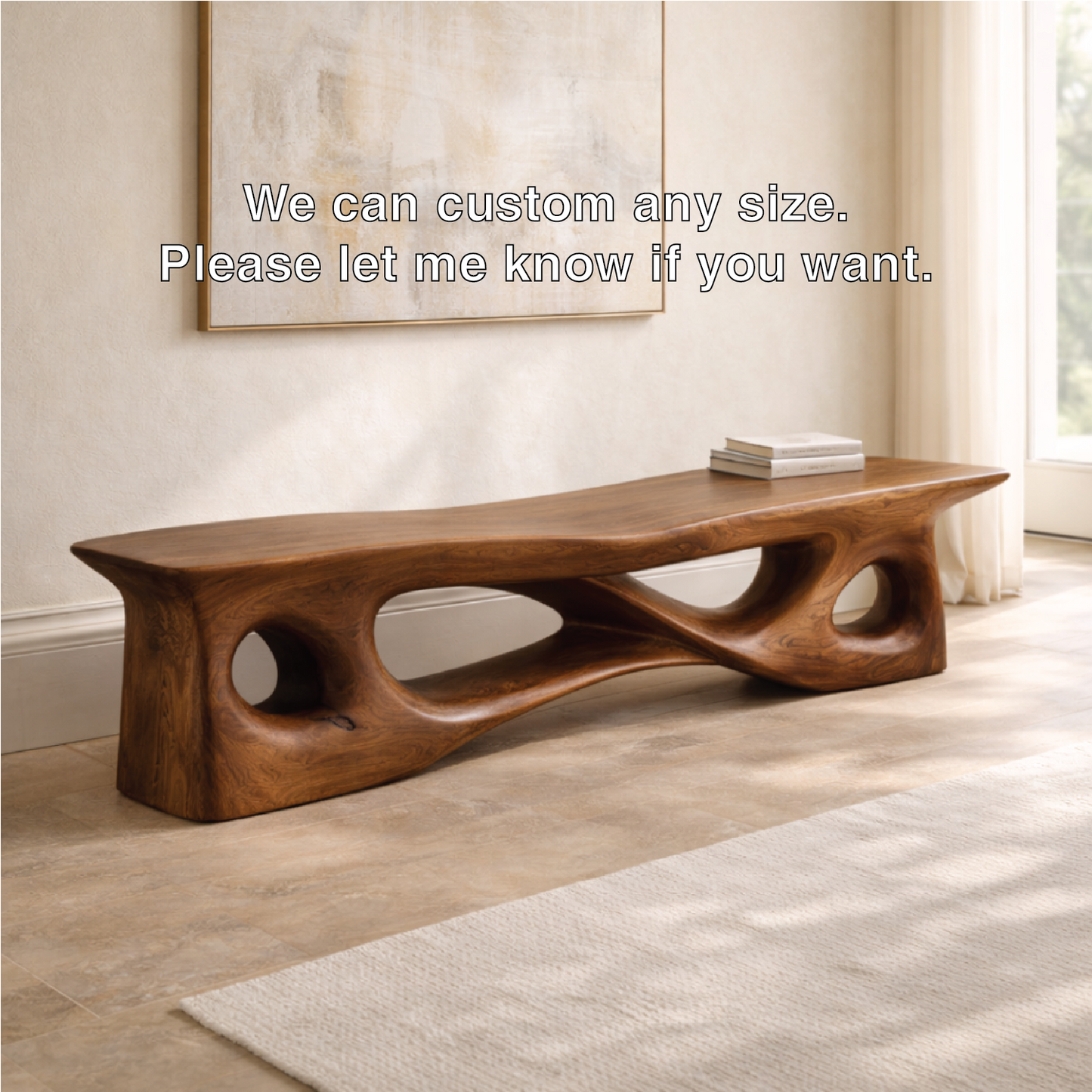 Sculptural Entryway Bench Organic Curved Hallway Seat Statement Minimalist Furniture