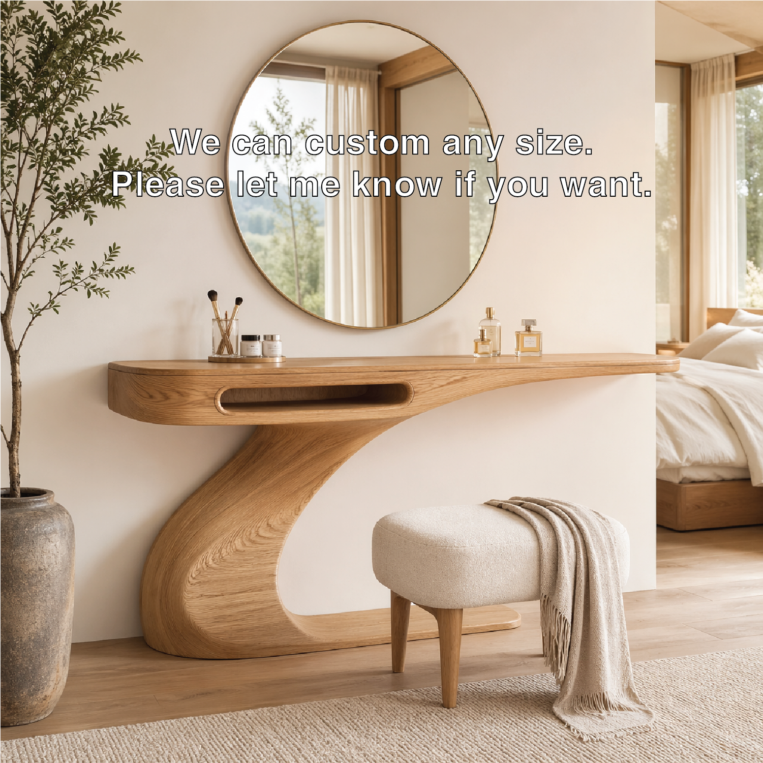 Modern Floating Makeup Vanity Table Sculptural Design Minimal Bedroom Console
