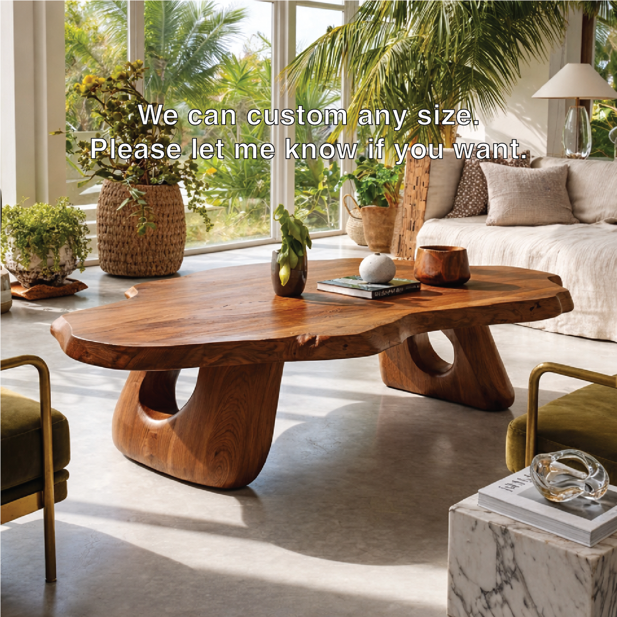 Organic Wooden Coffee Table with Unique Sculptural Base