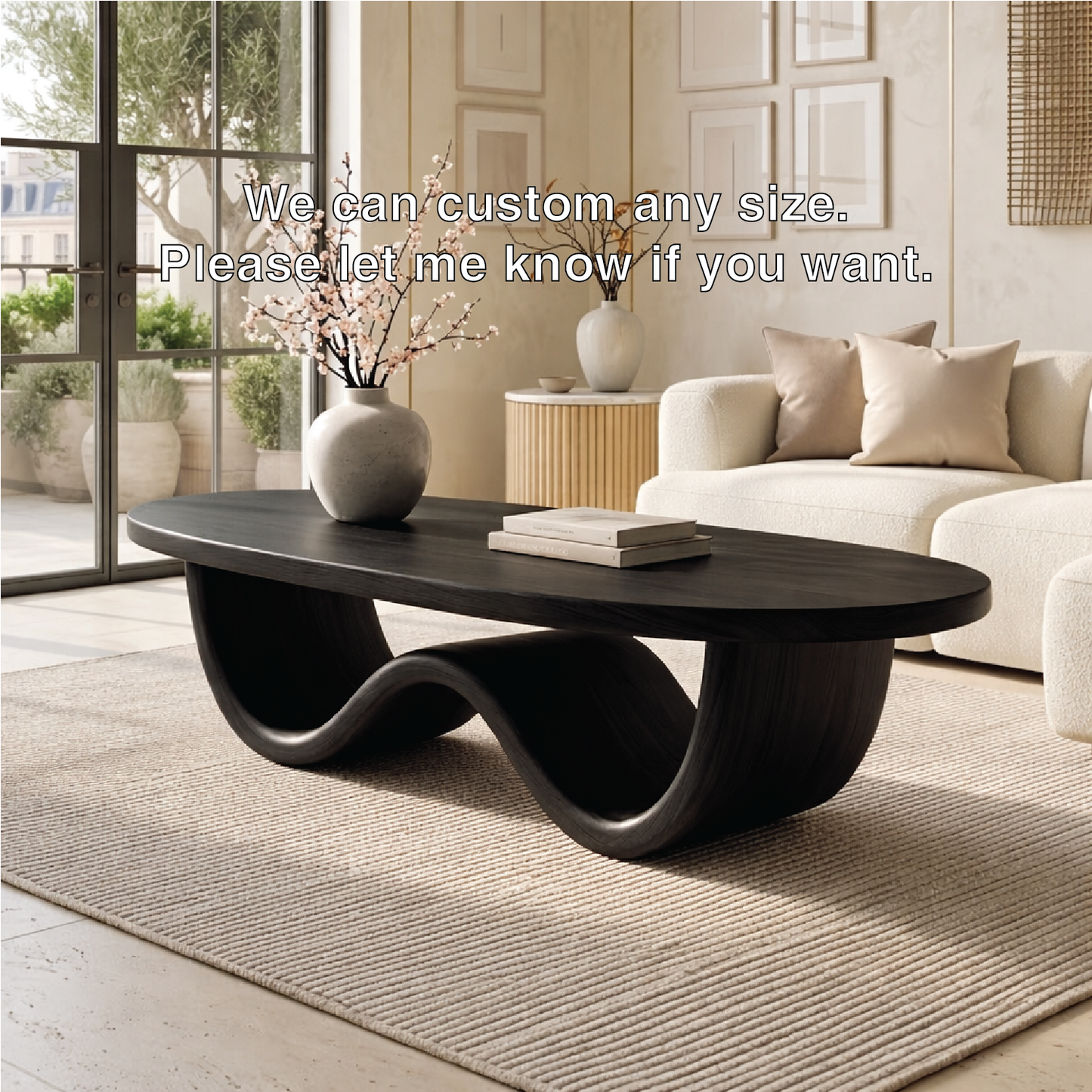 Sculptural Wooden Coffee Table with Elegant Curved Design