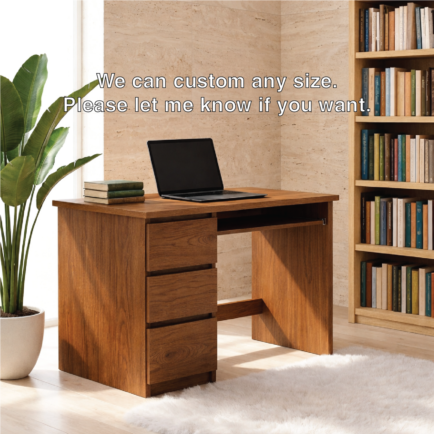 Modern Office Desk with Storage Drawers Compact Writing Desk Home Workspace Table