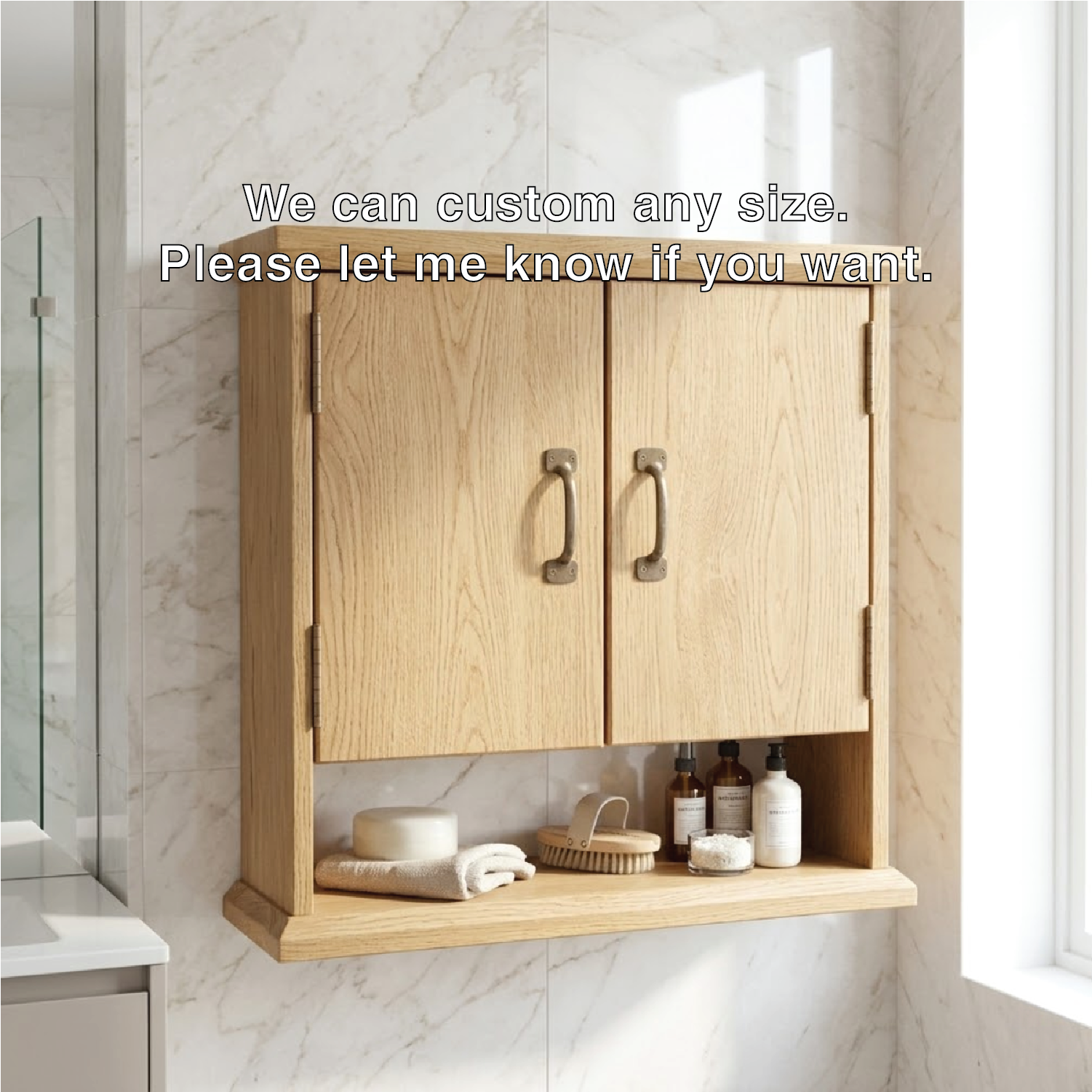Floating Bathroom Cabinet, Wall Mounted Double Door Vanity Storage Organizer Shelf