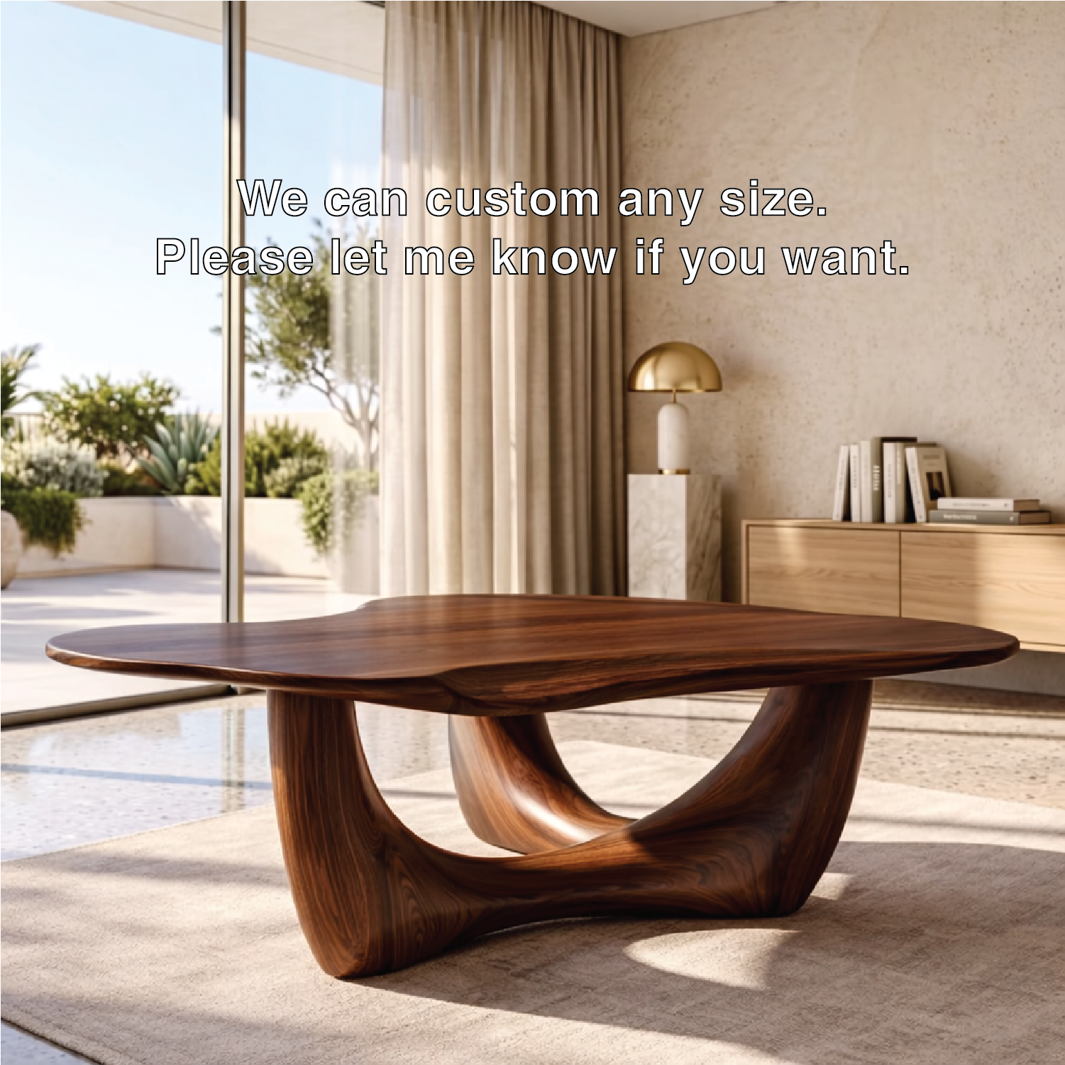 Organic Sculptural Coffee Table with Wave Base, Modern Minimalist Living Room Table