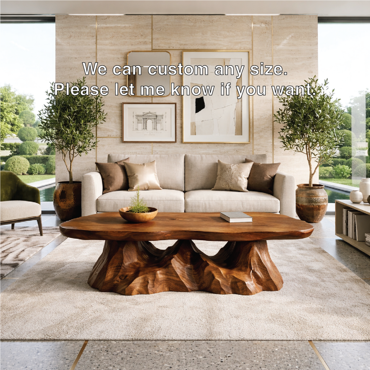 Sculptural Wooden Coffee Table with Unique Wavy Design