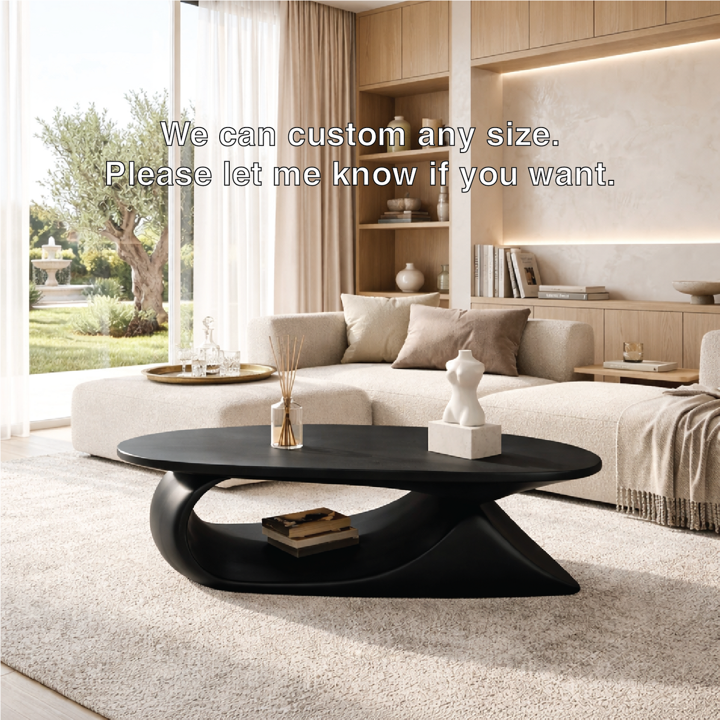 Elegant Wooden Coffee Table with Curved Modern Design