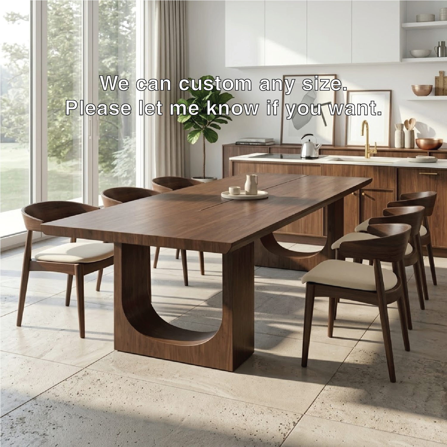 Modern Rectangular Dining Table Sculptural Base Large Kitchen Dining Room Furniture