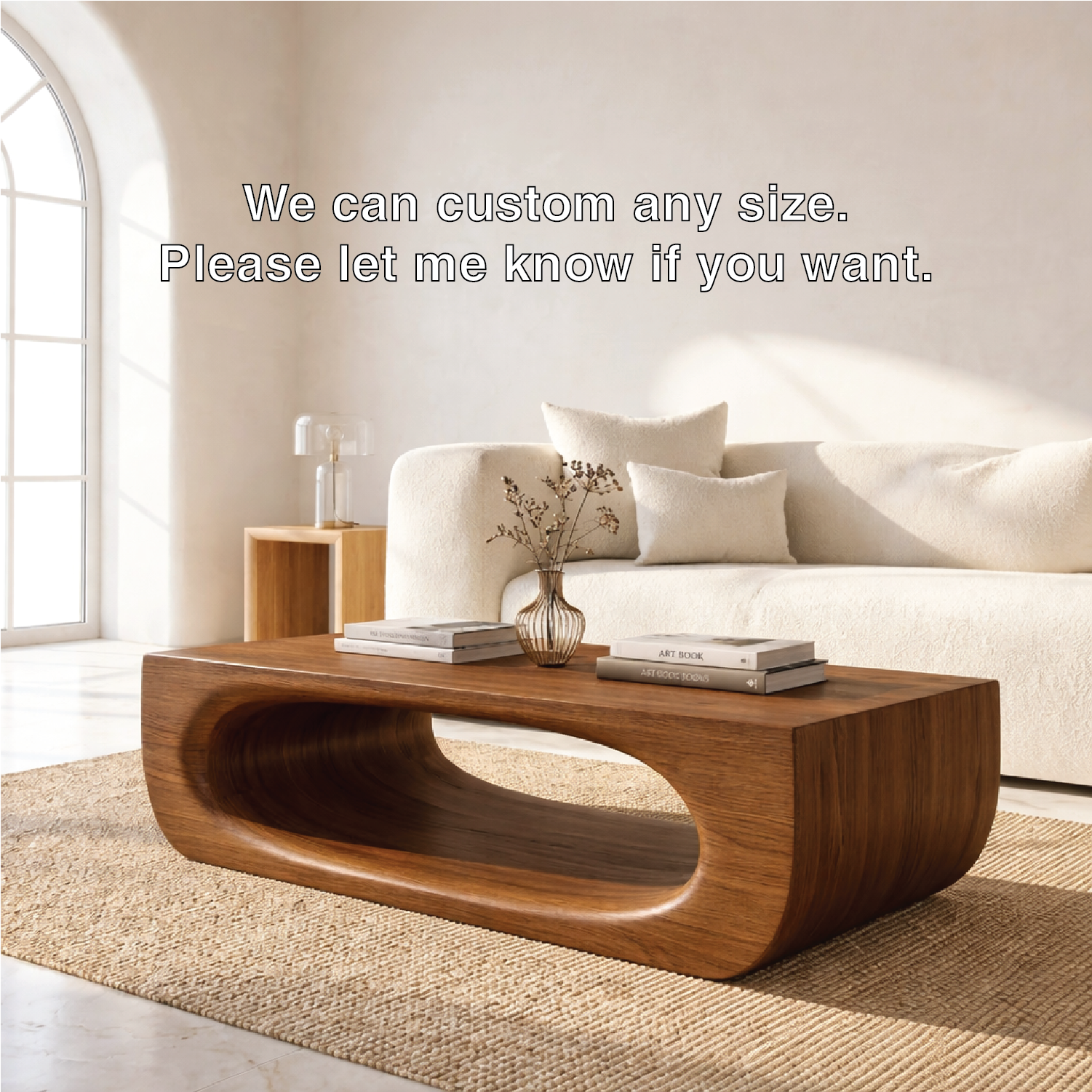 Modern Sculptural Coffee Table with Open Base, Minimalist Living Room Centerpiece