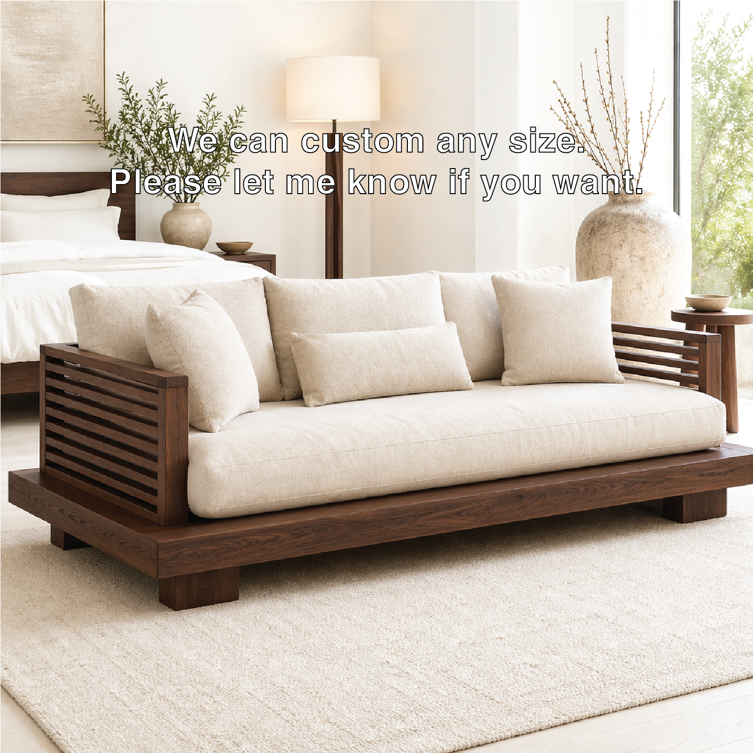 Modern Daybed Sofa with Slatted Arms Upholstered Lounge Bench for Bedroom Decor