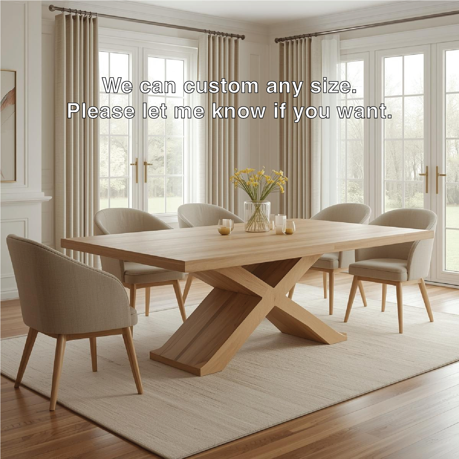 Modern Farmhouse Dining Table Rectangular X Base Kitchen Dining Room Table