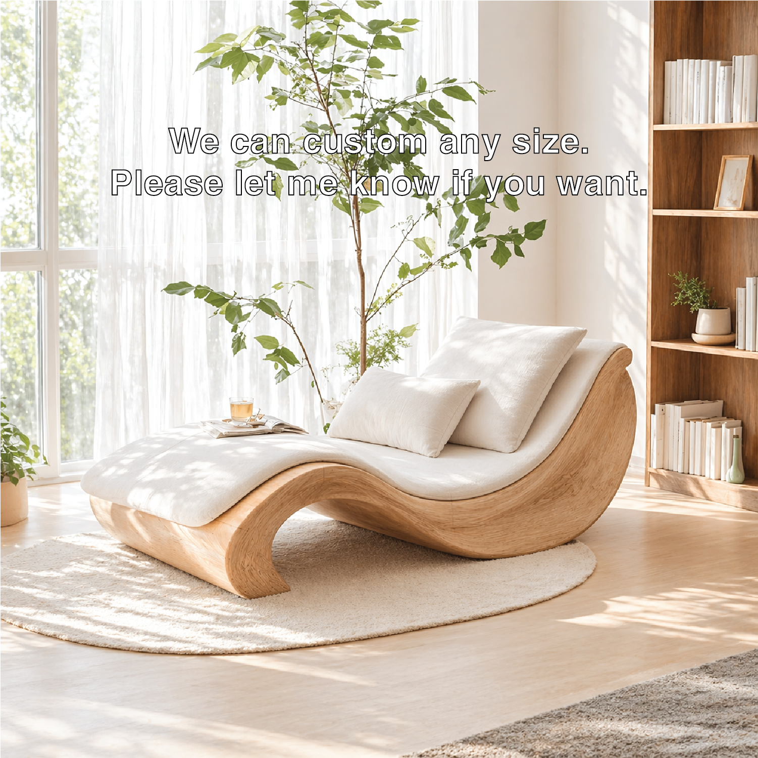 Modern Sculptural Chaise Lounge Curved Daybed with Cushion for Luxury Bedroom