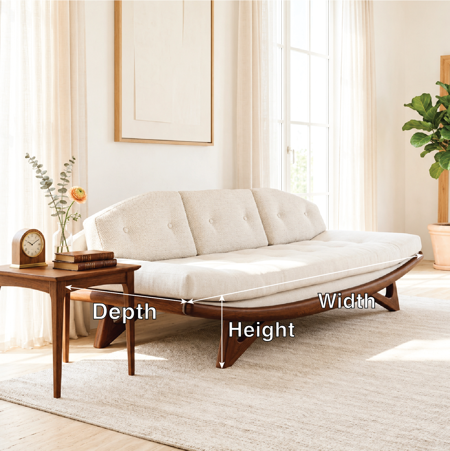 Curved Upholstered Daybed Sofa With Tufted Backrest, Contemporary Bedroom Lounge Bench