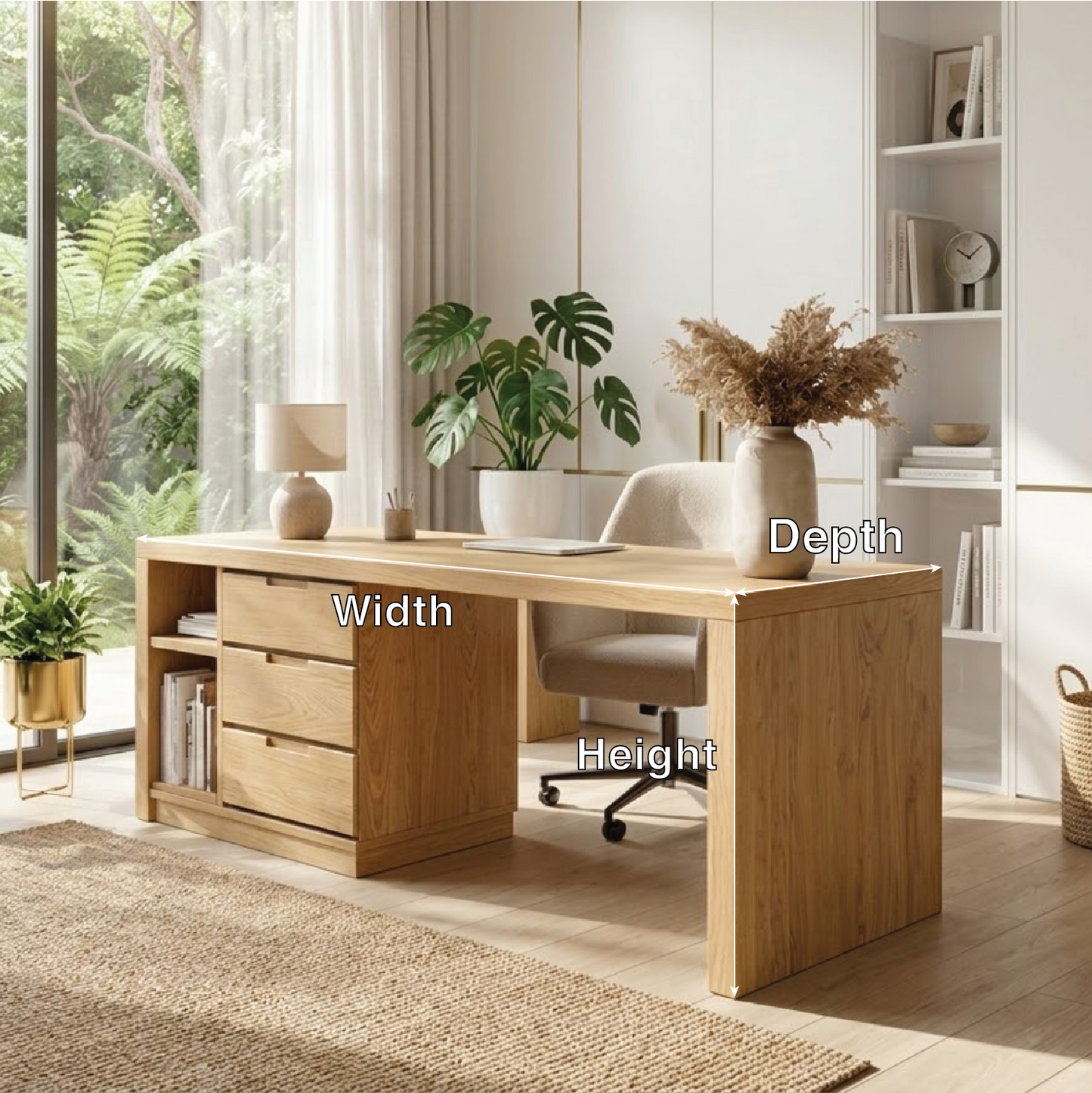 Modern Executive Desk with Drawers Storage Home Office Table Large Writing Workstation