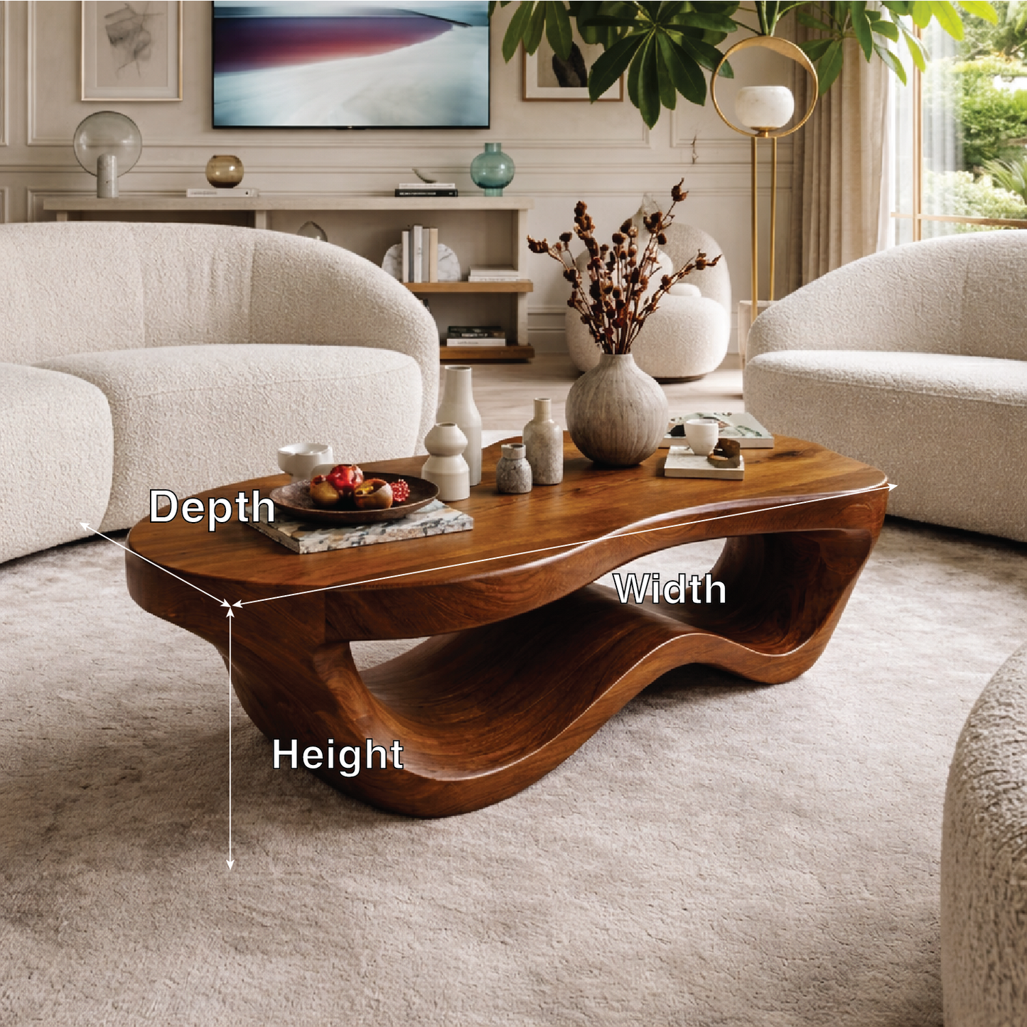 Modern Wooden Coffee Table with Elegant Curved Design