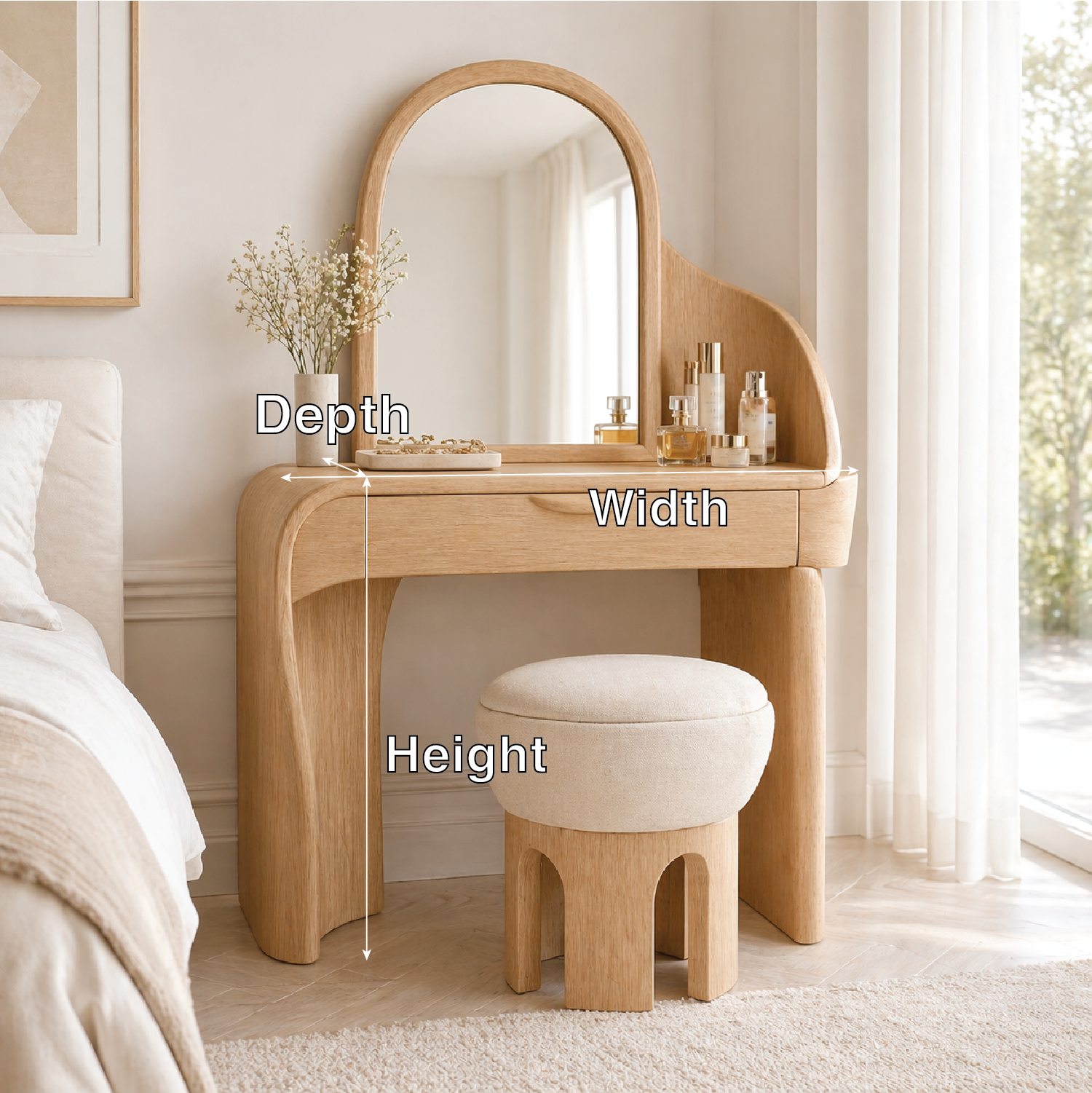 Minimalist Makeup Vanity Desk With Mirror Small Dressing Table Bedroom Space