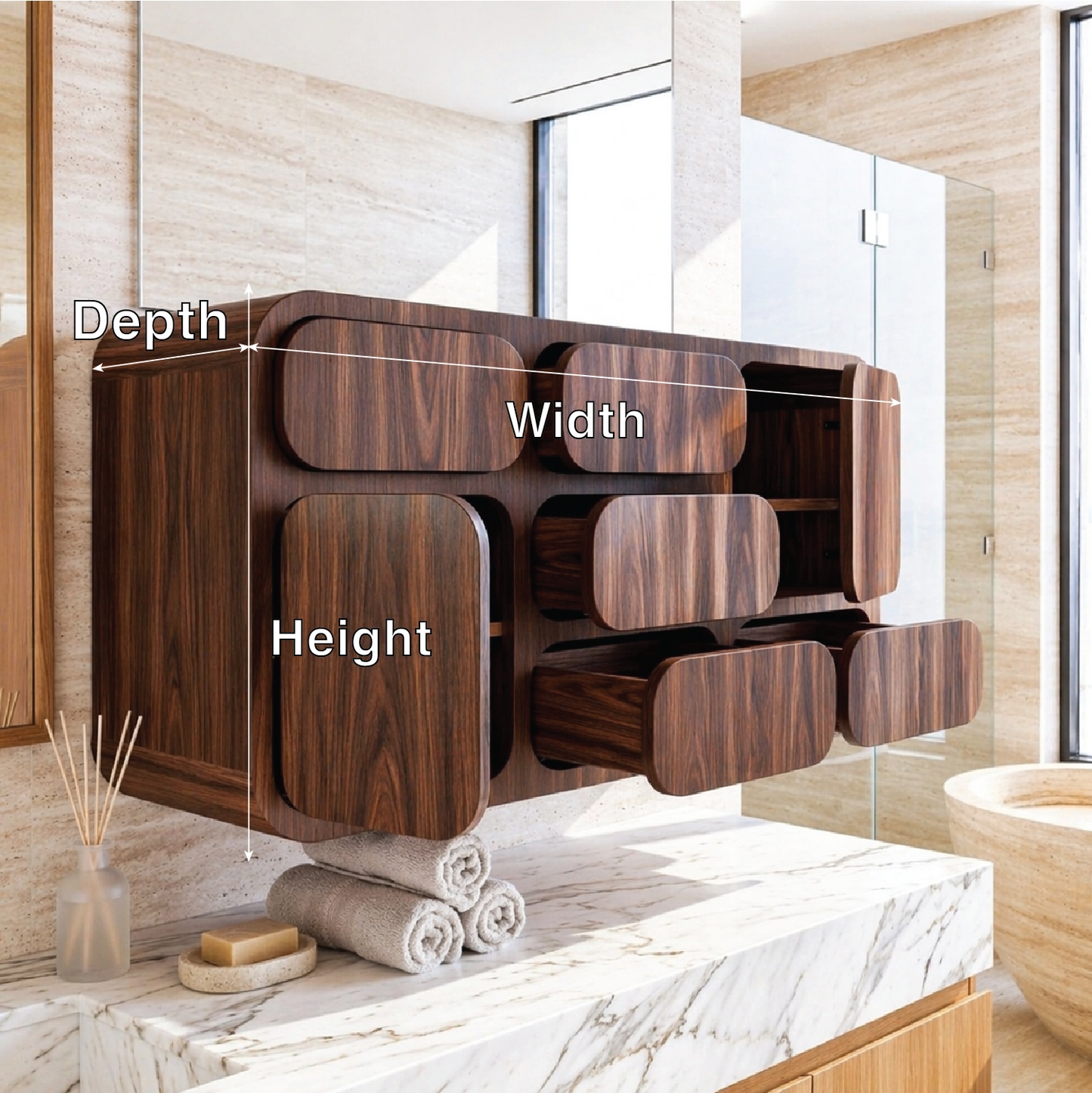 Floating Bathroom Cabinet, Modern Wall Mounted Vanity Storage Organizer With Drawers